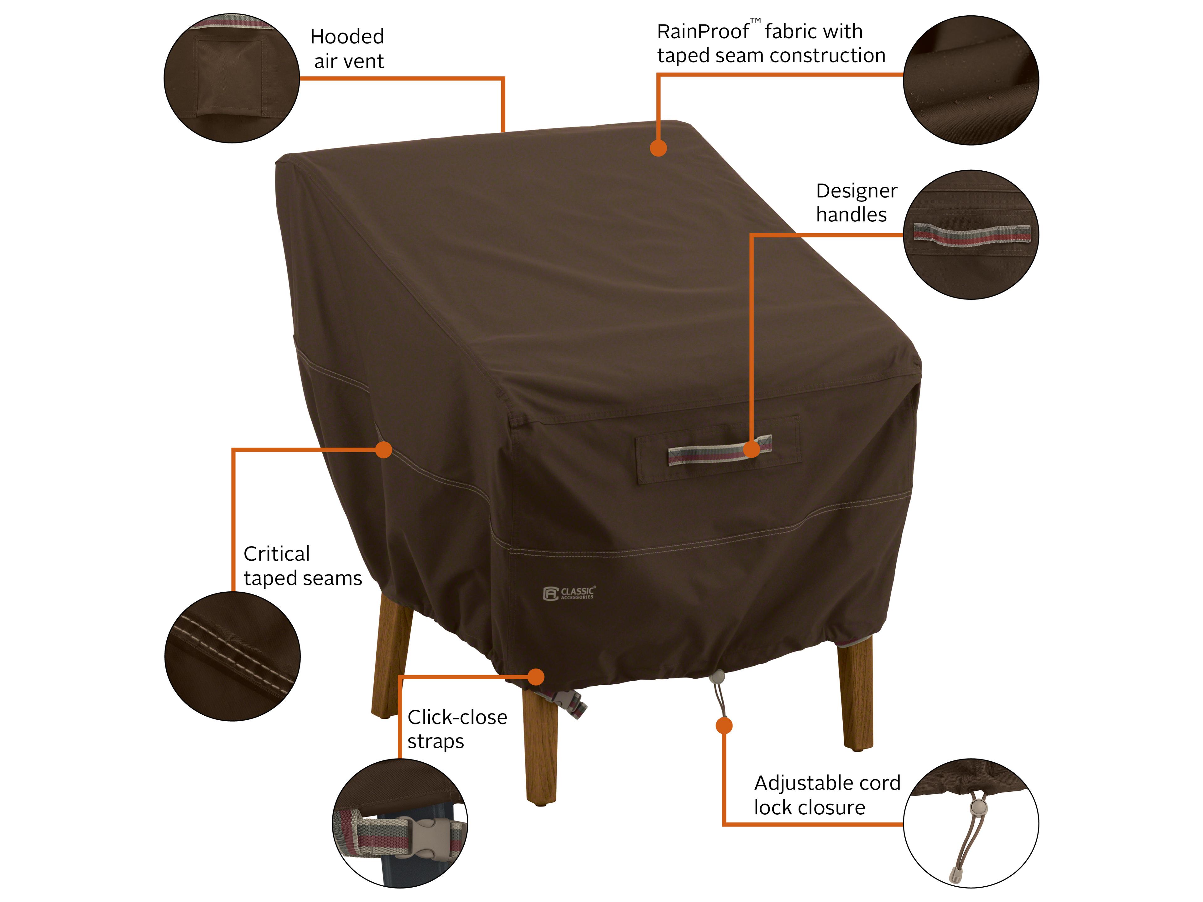 Duck Covers Madrona Dark Cocoa 27 Inch High Back Patio Chair Cover