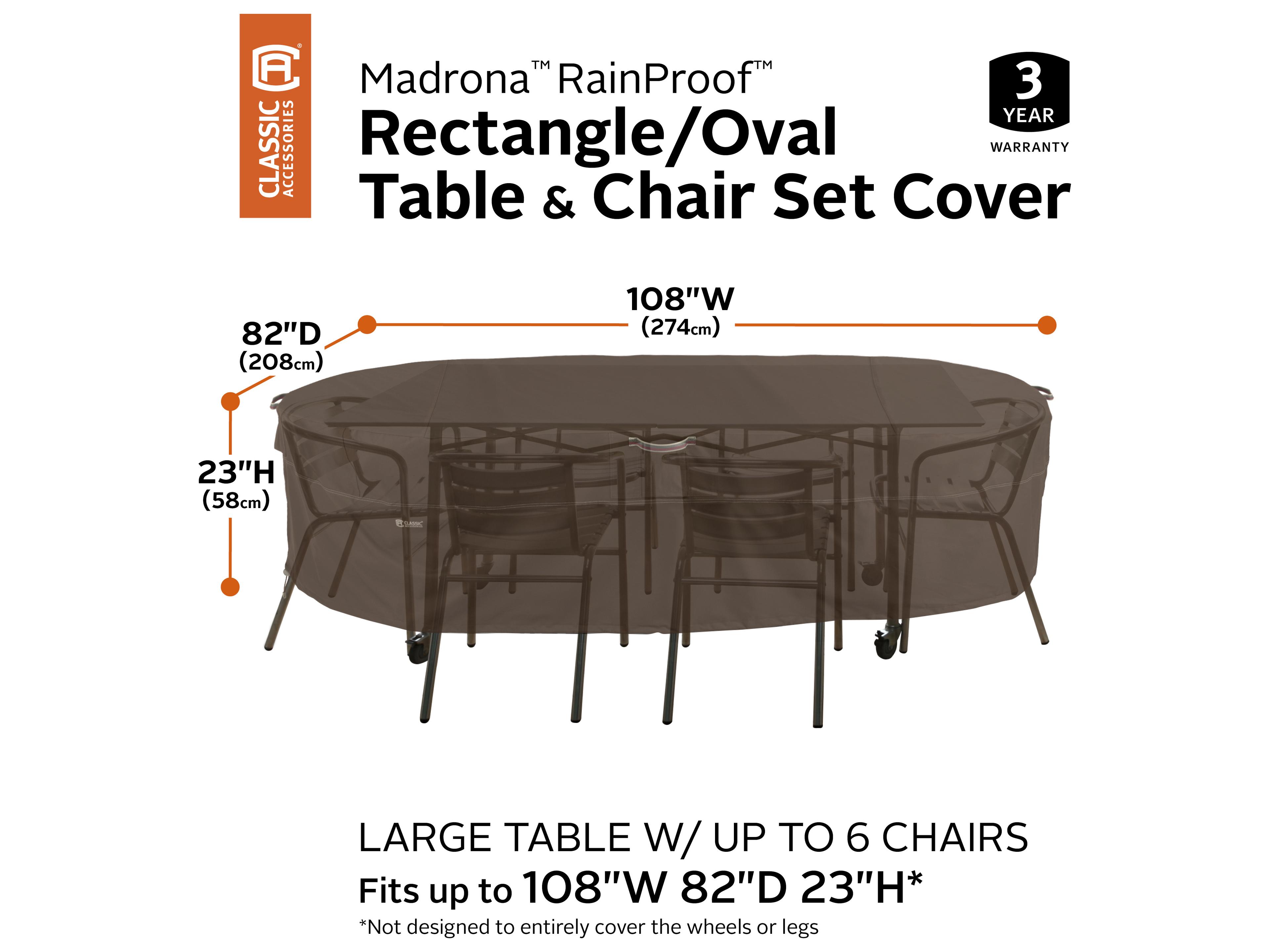 Duck Covers Madrona Dark Cocoa 108 Inch Rectangular/Oval Table & Chair Cover
