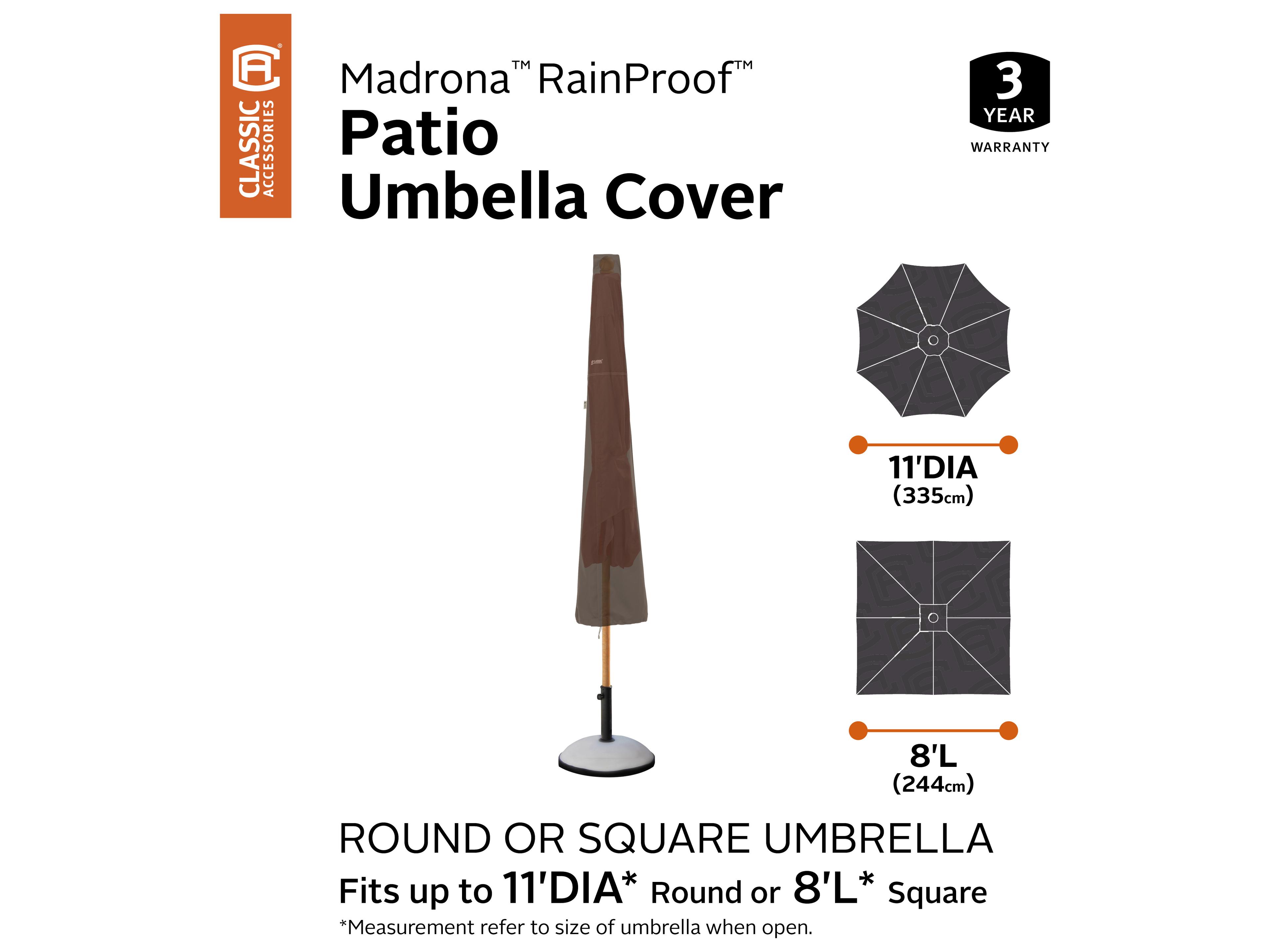 Duck Covers Madrona Dark Cocoa 23.5 Inch RainProof Patio Umbrella Cover