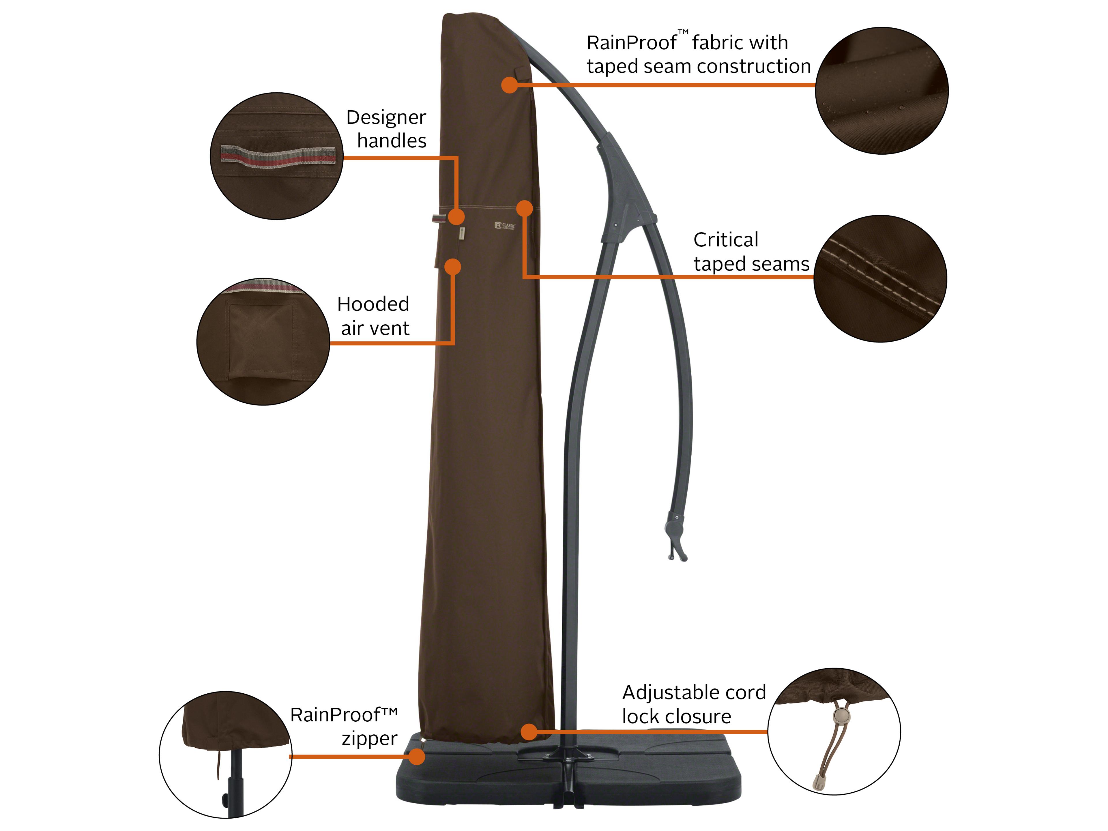 Duck Covers Madrona Dark Cocoa 25 Inch RainProof Offset Patio Umbrella Cover