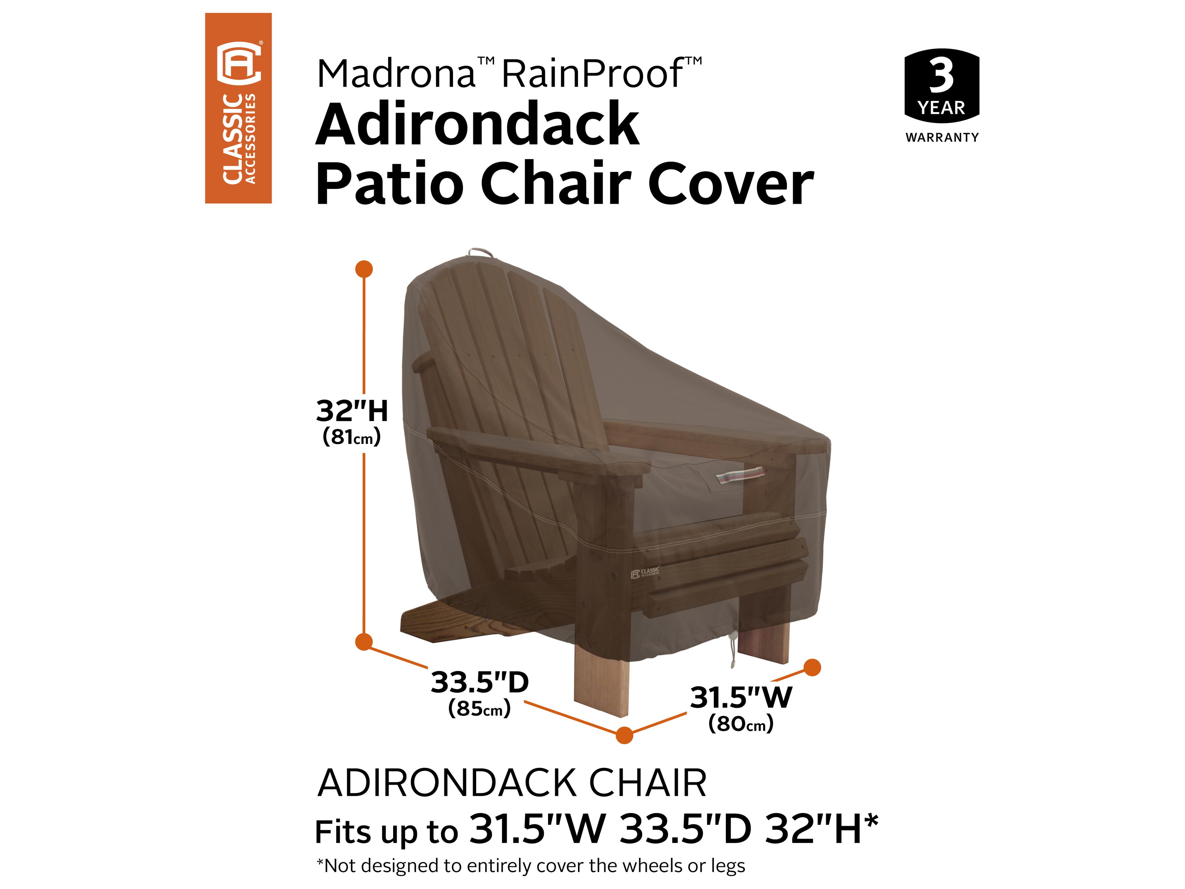 Duck Covers Madrona Dark Cocoa 34 x 36 Inch RainProof Adirondack Chair Cover