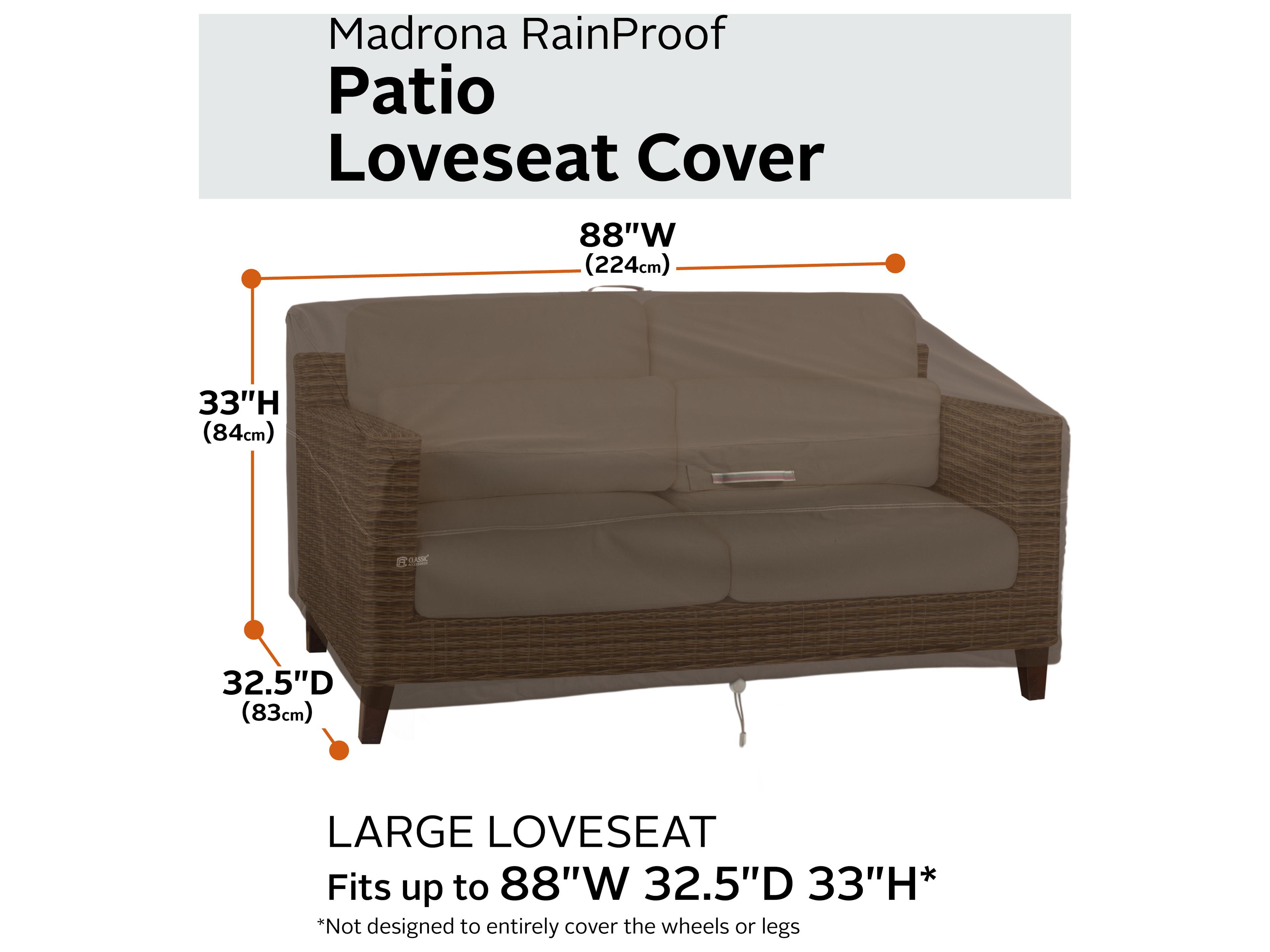 Duck Covers Madrona Dark Cocoa 90 Inch Large RainProof Patio Loveseat Cover