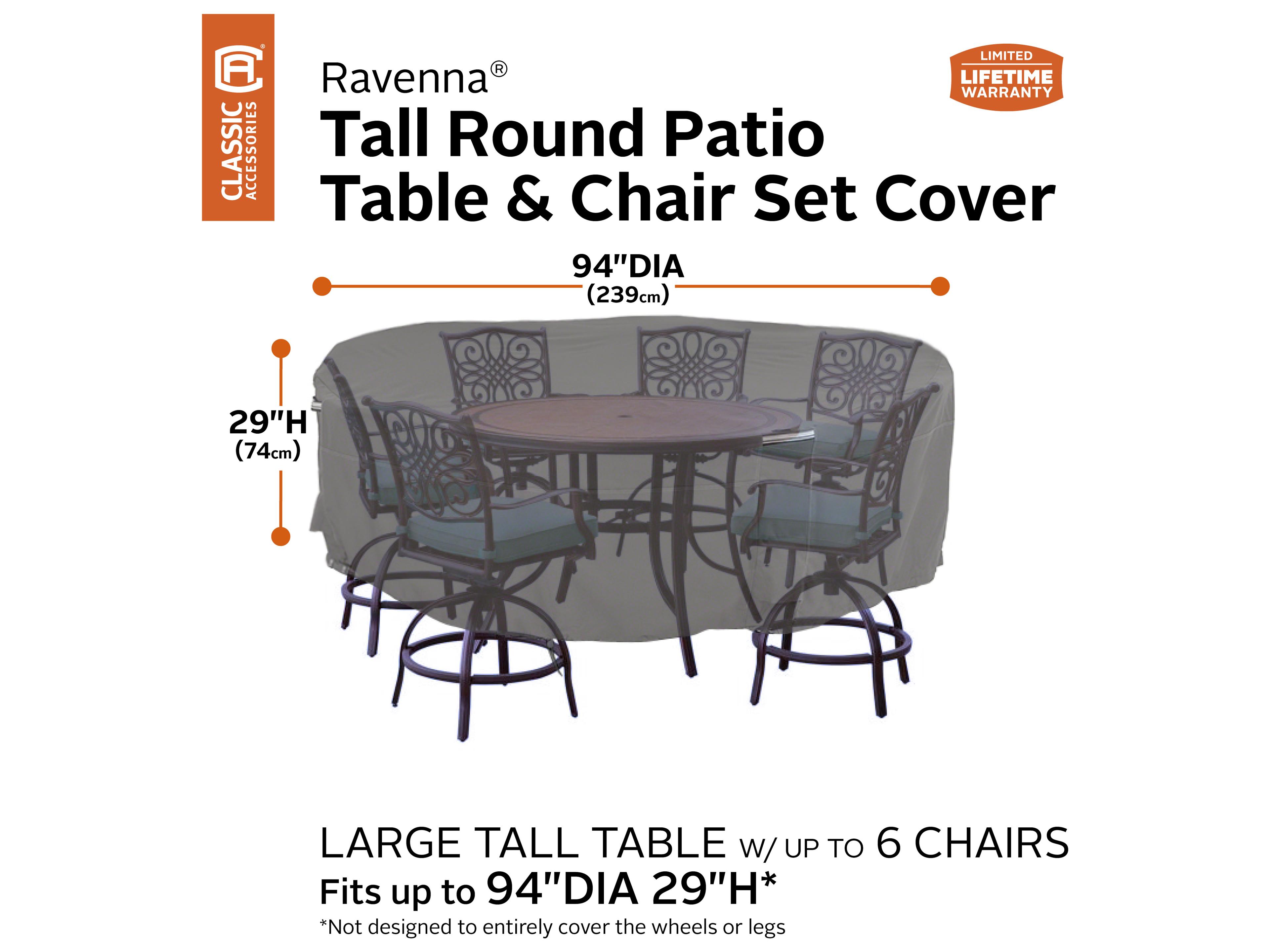 Duck Covers Ravenna Dark Taupe 96 Inch Round Table & Chair Set Cover