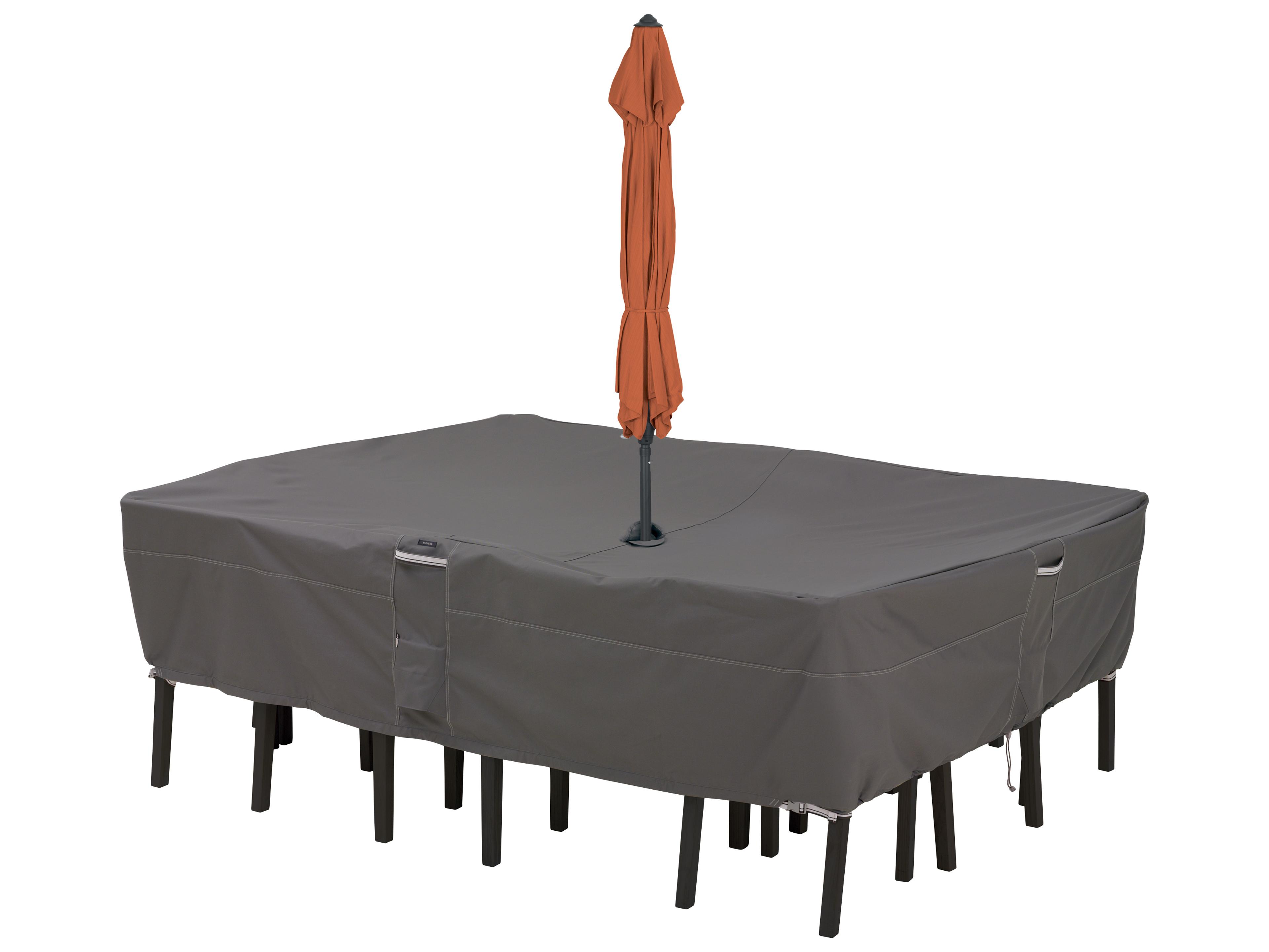 Ravenna Dark Taupe 110 Inch Rectangular Table & Chair Set Cover with Hole