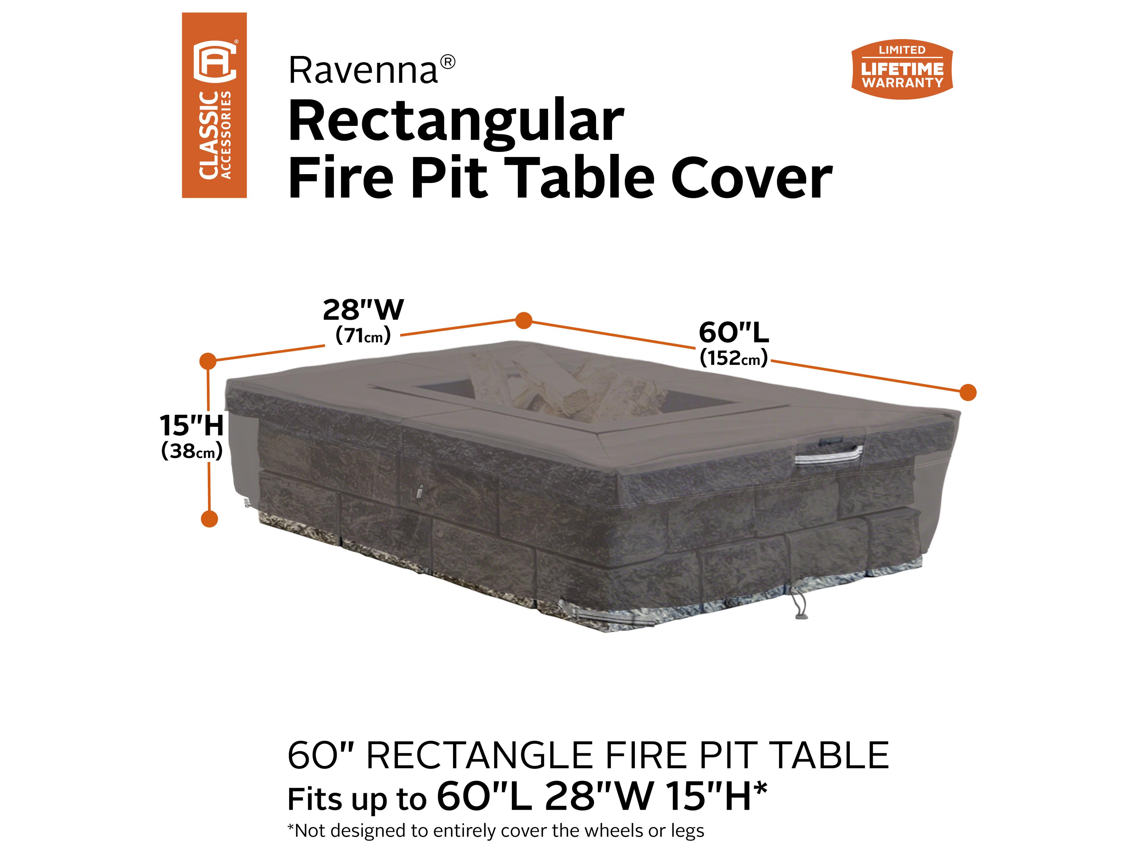 Duck Covers Ravenna Dark Taupe 62 Inch Rectangular Fire Pit Table Cover