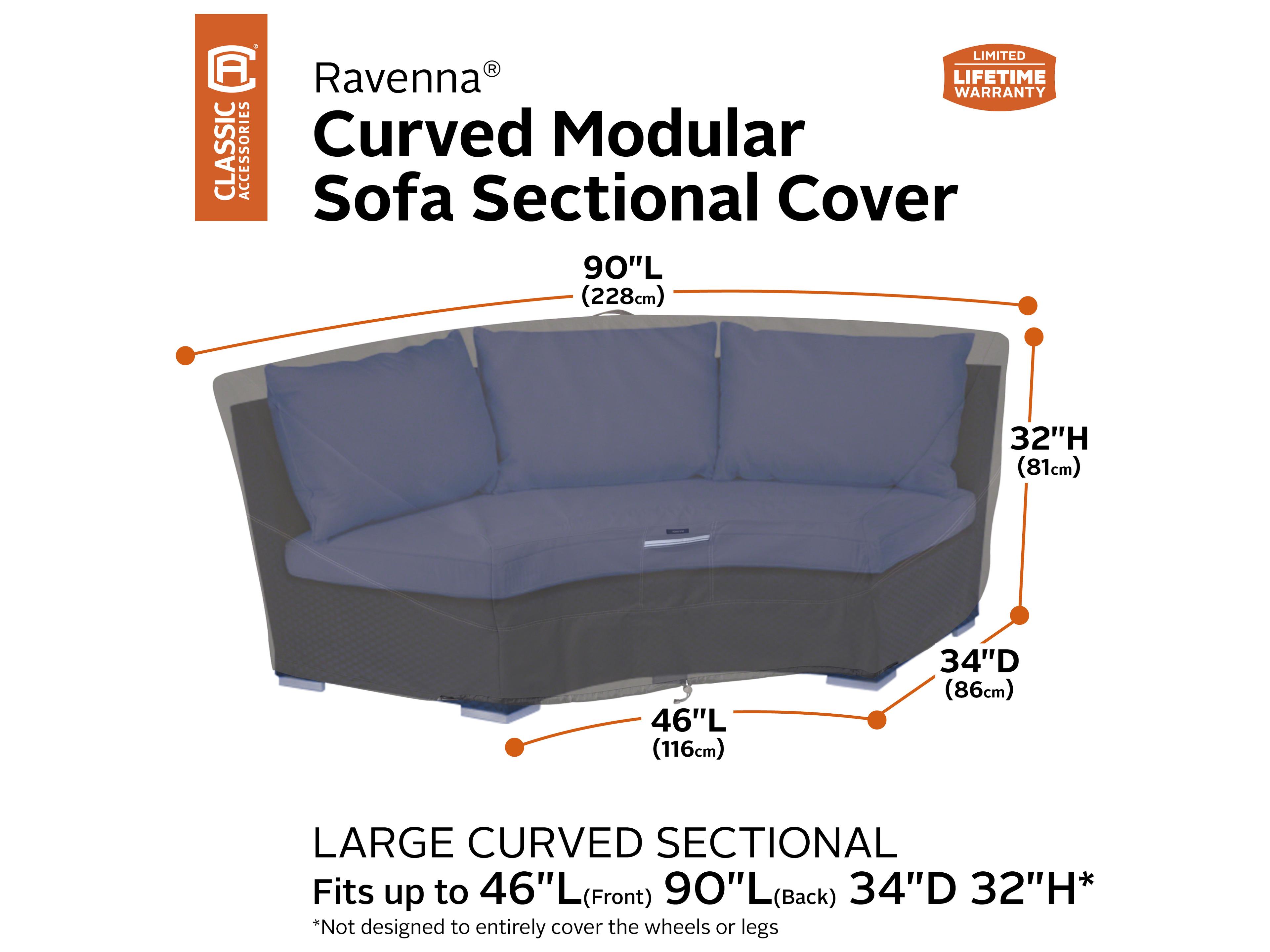 Duck Covers Ravenna Dark Taupe 92 Inch Curved Sofa Sectional Cover
