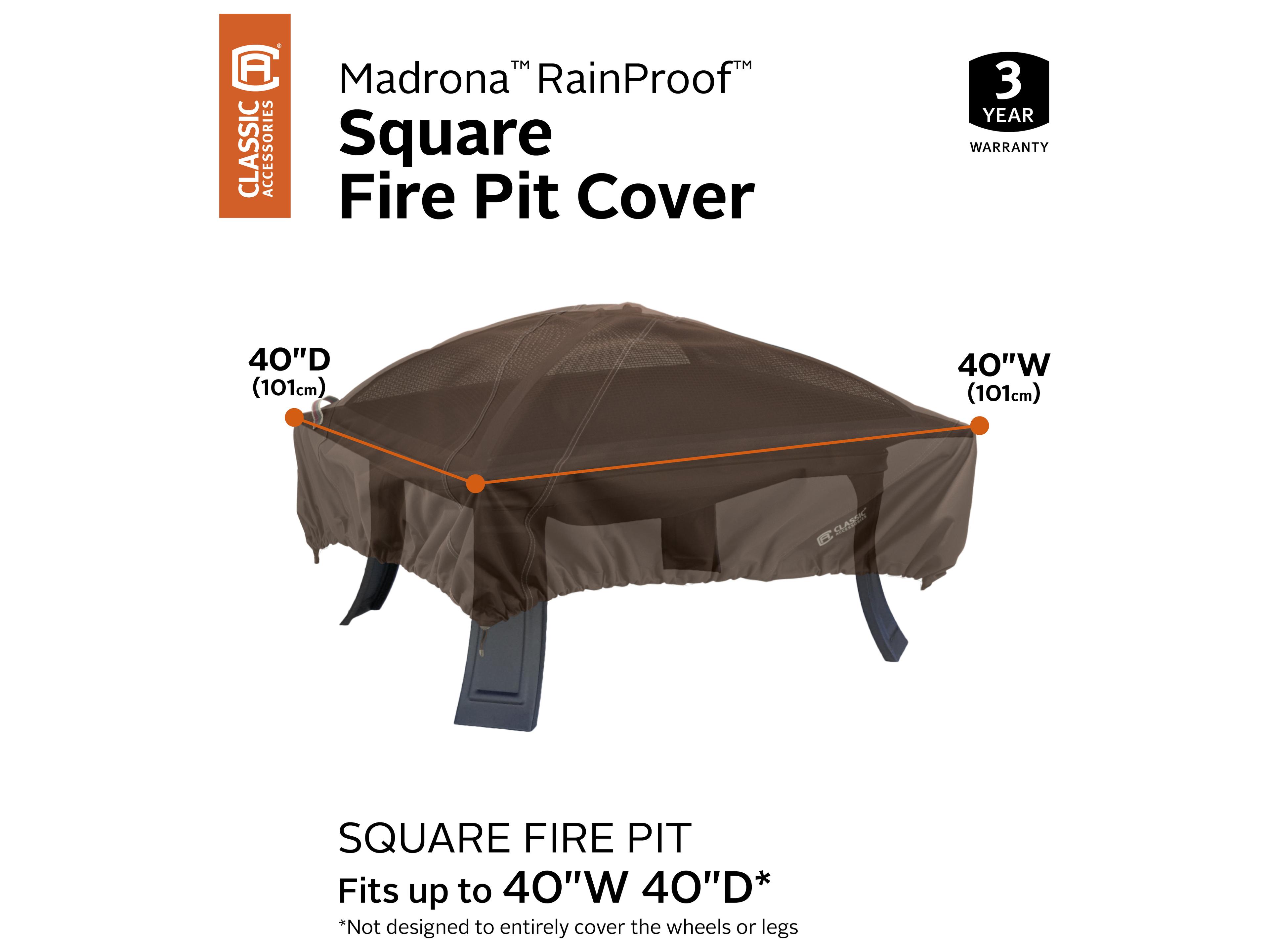 Duck Covers Madrona Dark Cocoa 45 Inch Square Firepit Cover