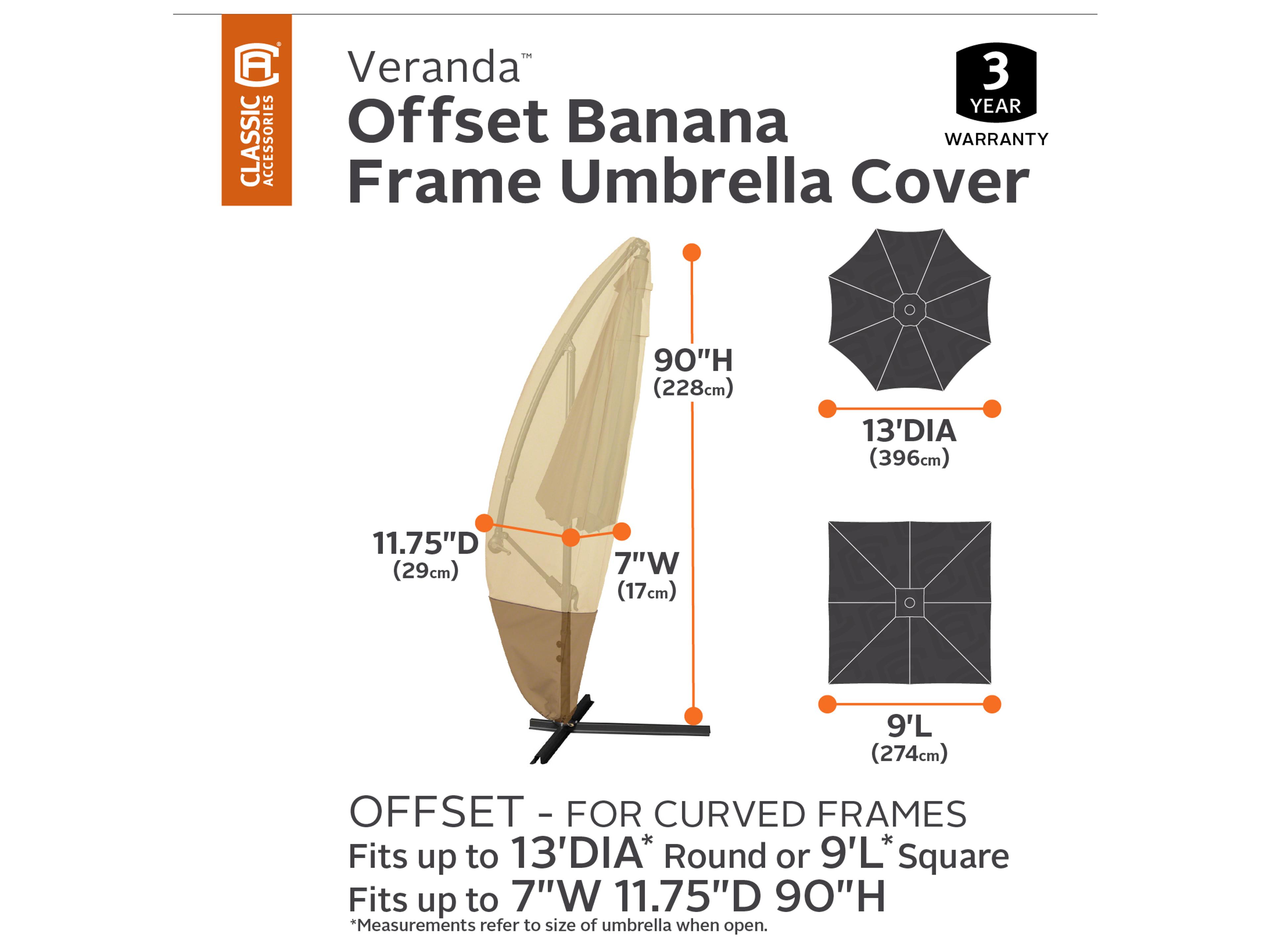 Duck Covers Veranda Pebble 90 x 8 Inch Offset Banana Frame Patio Umbrella Cover