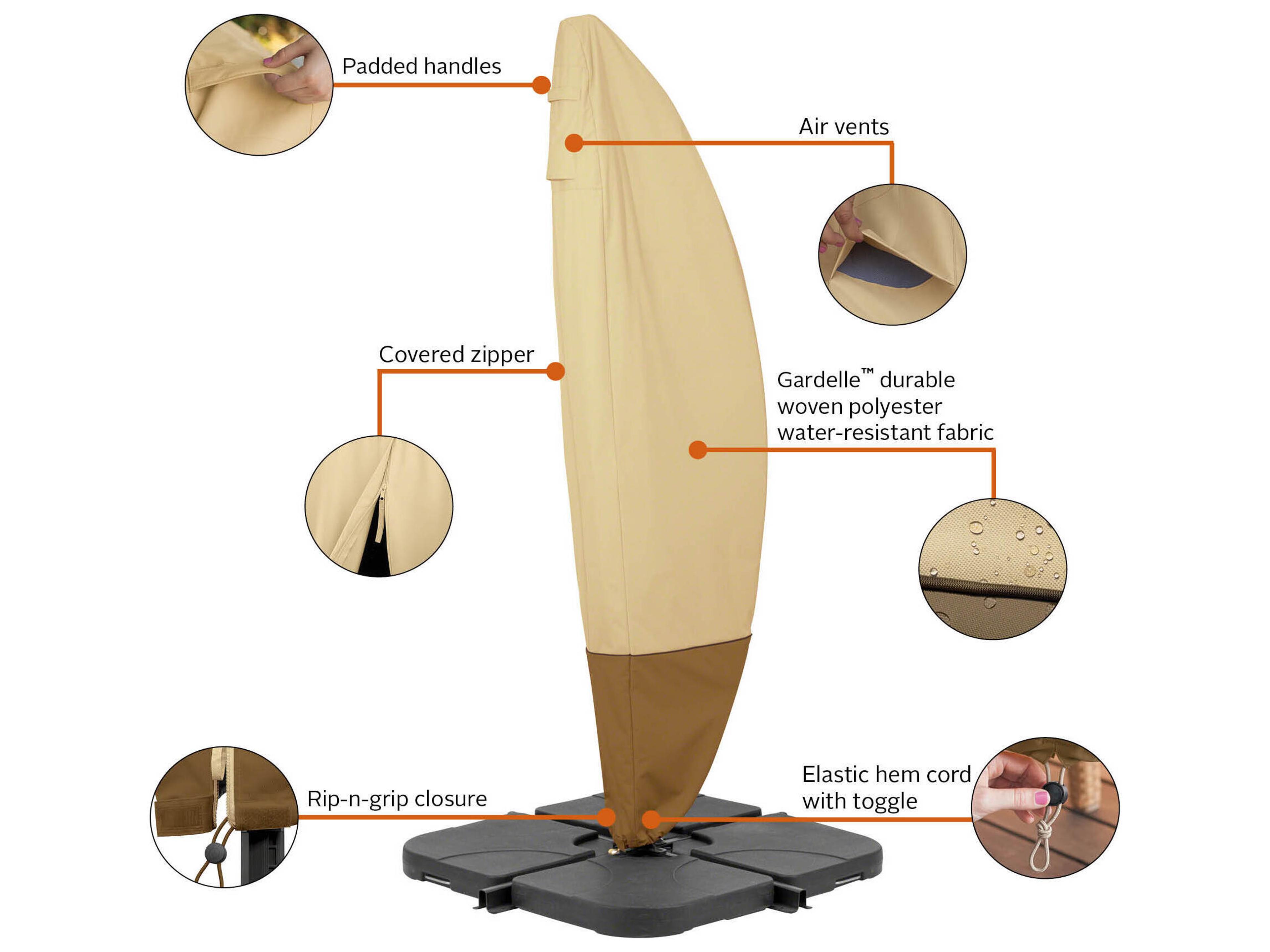 Duck Covers Veranda Pebble 90 x 8 Inch Offset Banana Frame Patio Umbrella Cover