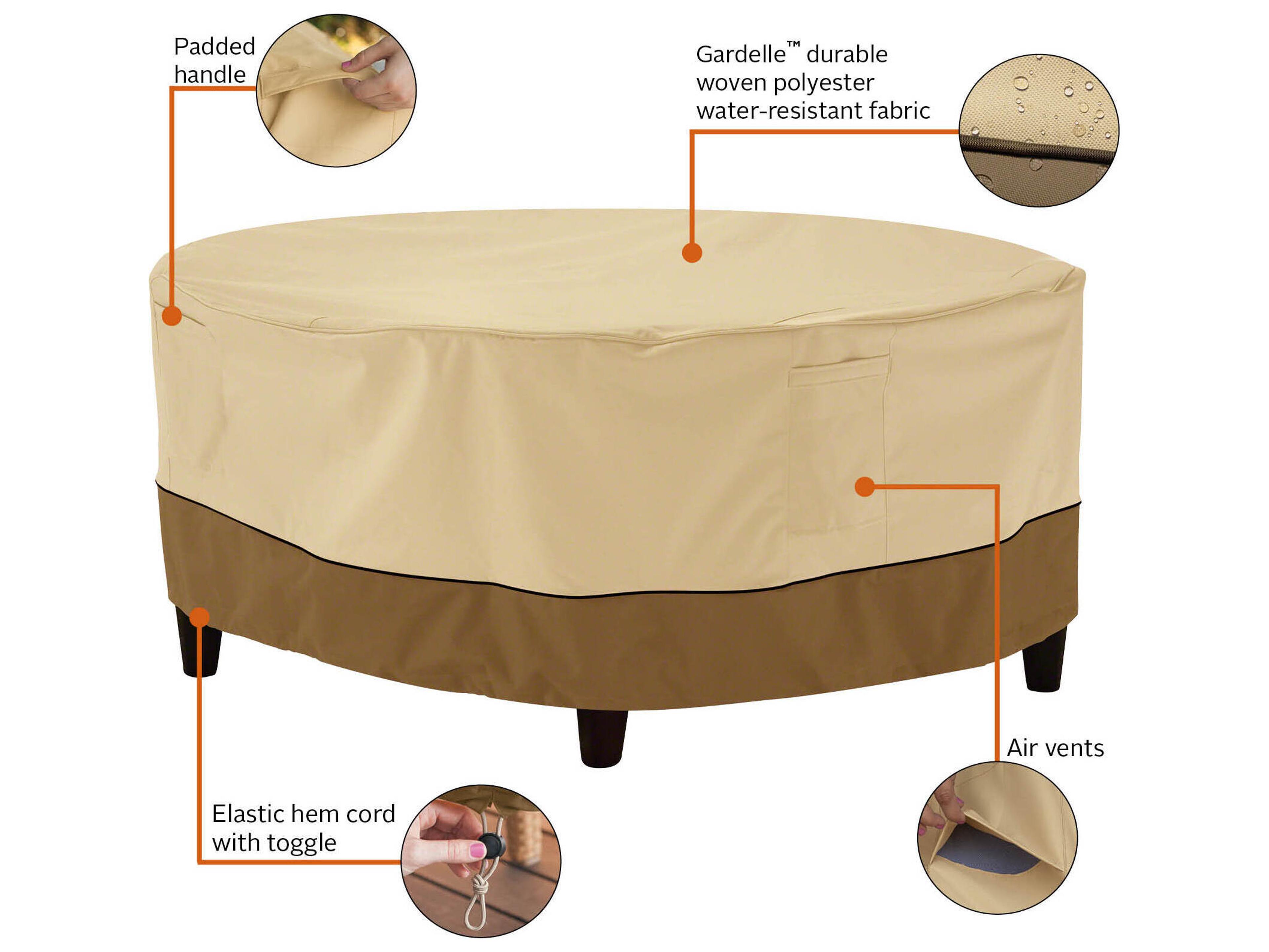 Duck Covers Veranda Pebble 36 Inch Round Ottoman/Table Cover