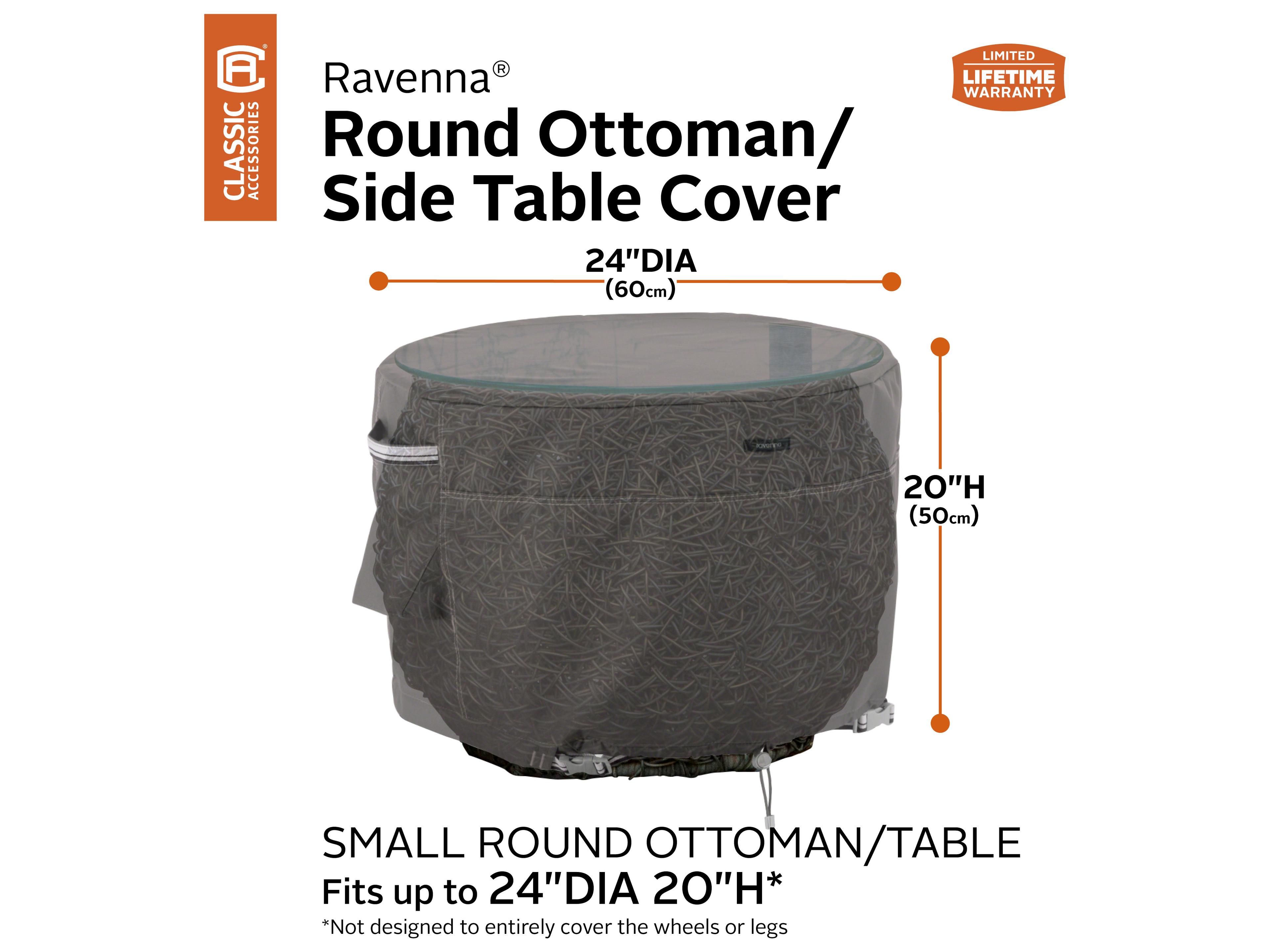 Duck Covers Ravenna Dark Taupe 26 Inch Ottoman Round Table Cover