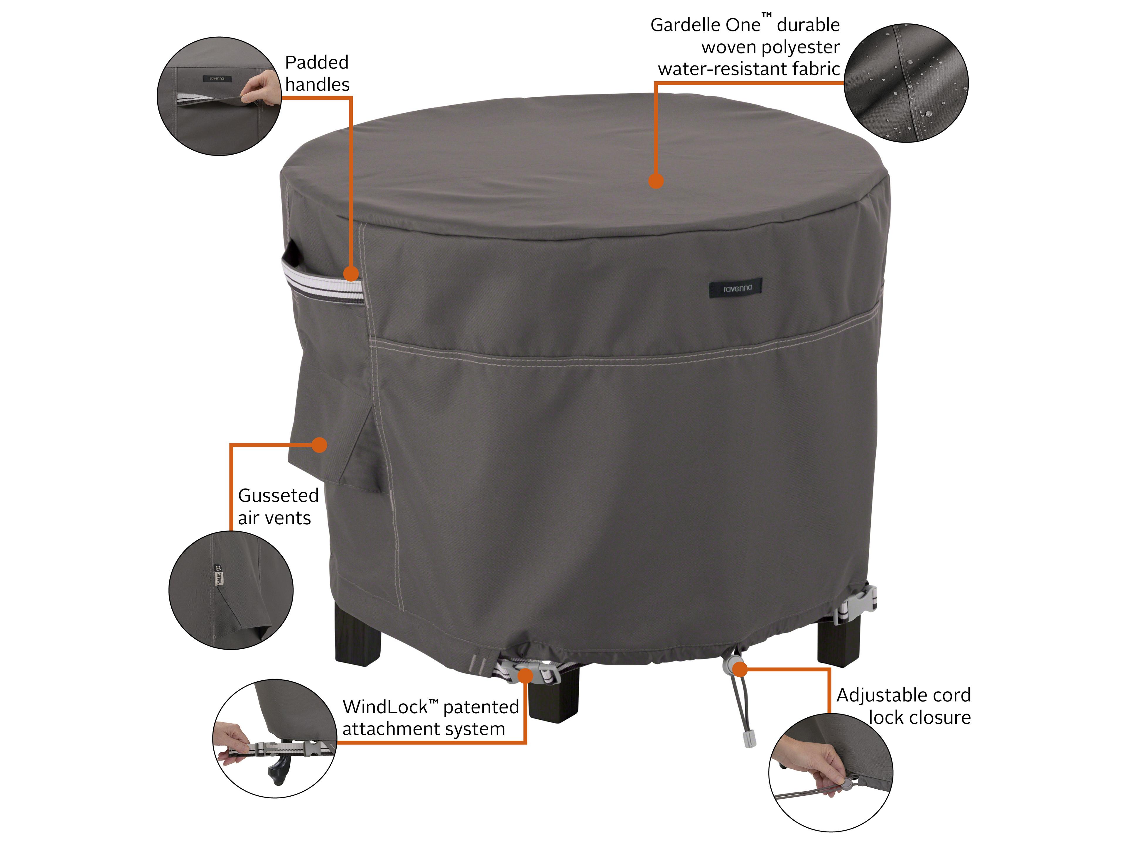 Duck Covers Ravenna Dark Taupe 36 Inch Ottoman Round Table Cover