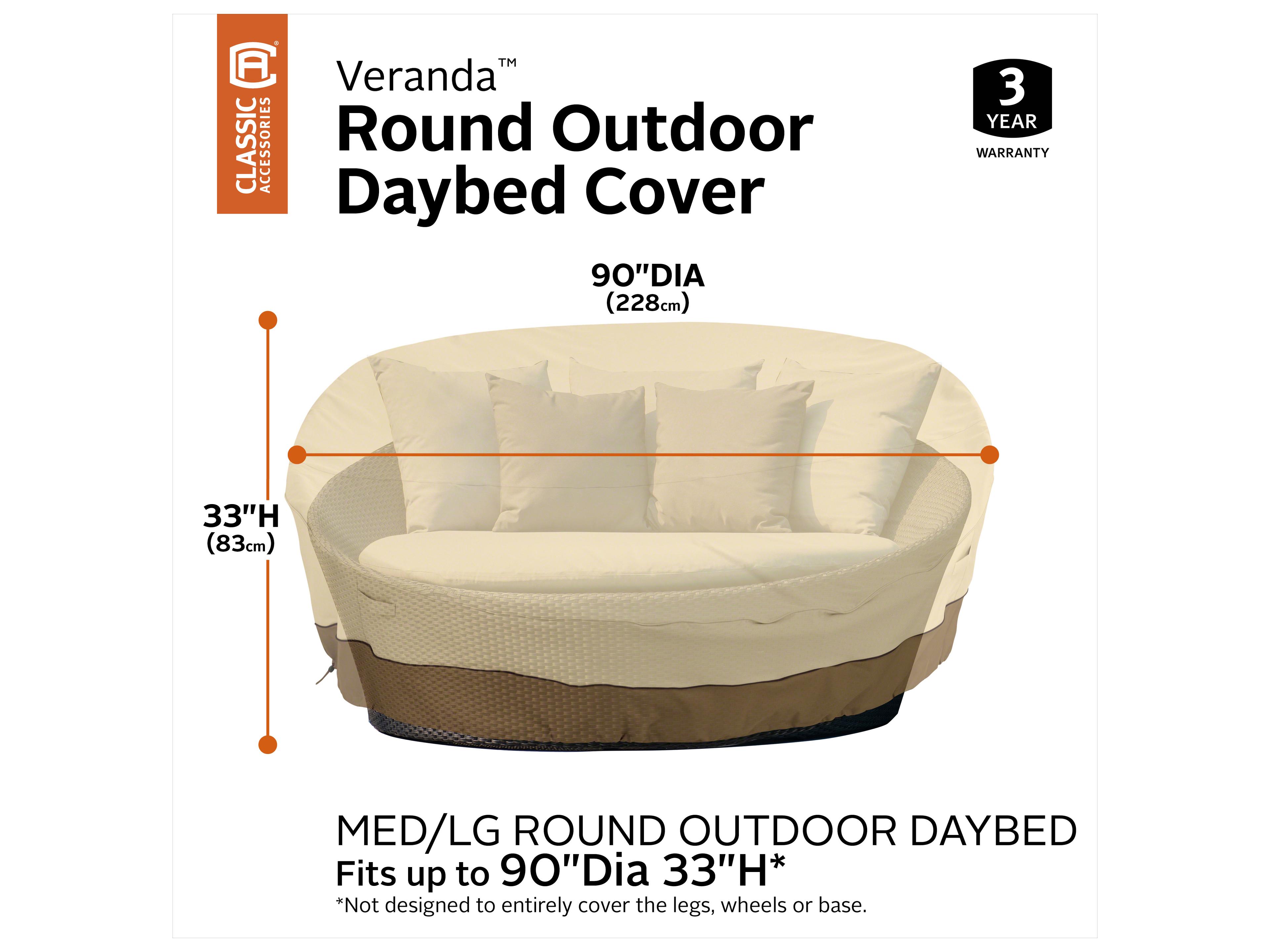 Duck Covers Veranda Pebble 92 Inch Round Day Bed Cover