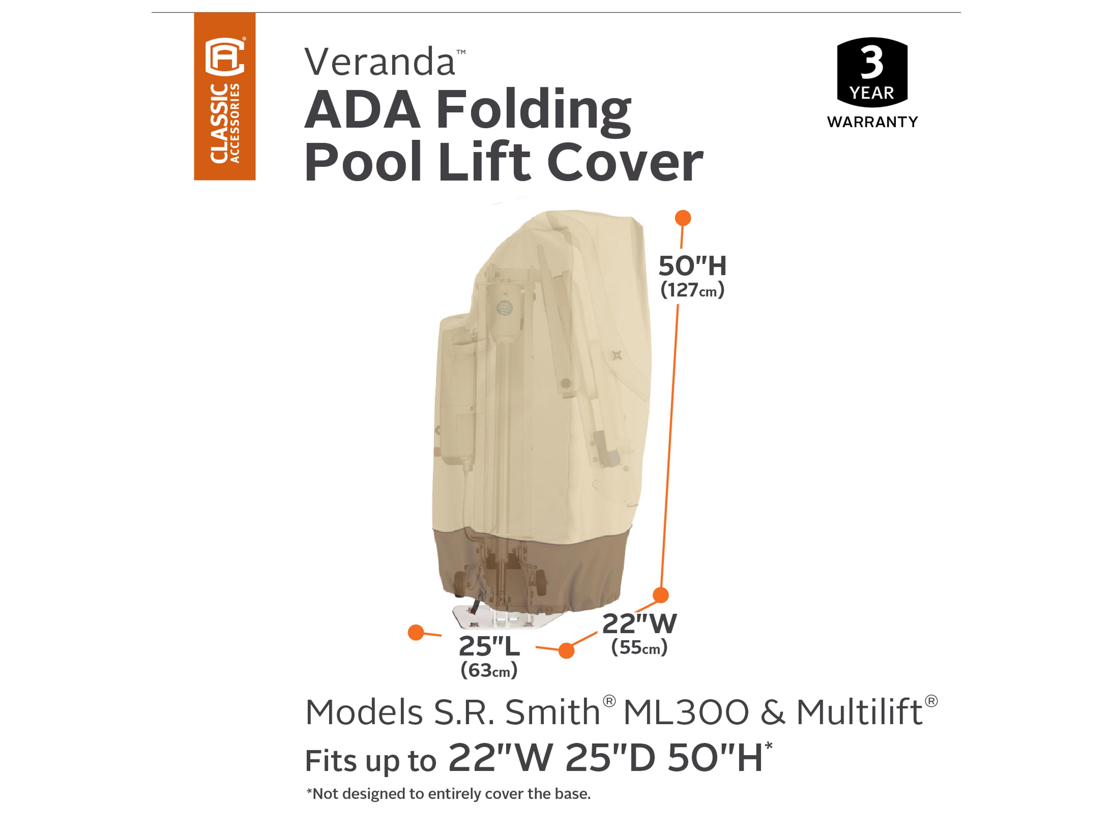 Duck Covers Veranda Pebble 27 Inch Folding ADA Pool Lift Cover