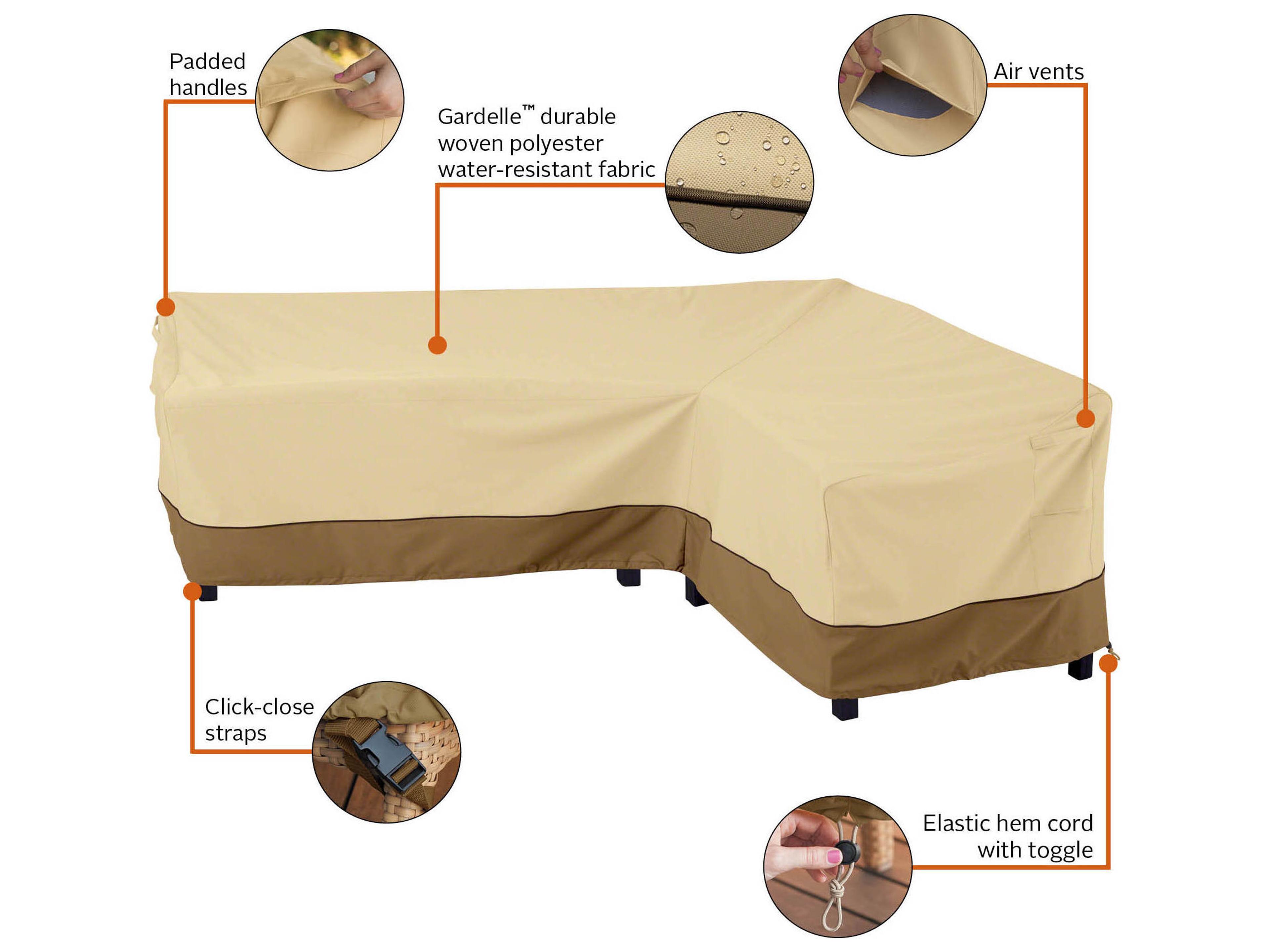 Duck Covers Veranda Pebble 104 Inch Sectional Lounge Set Cover