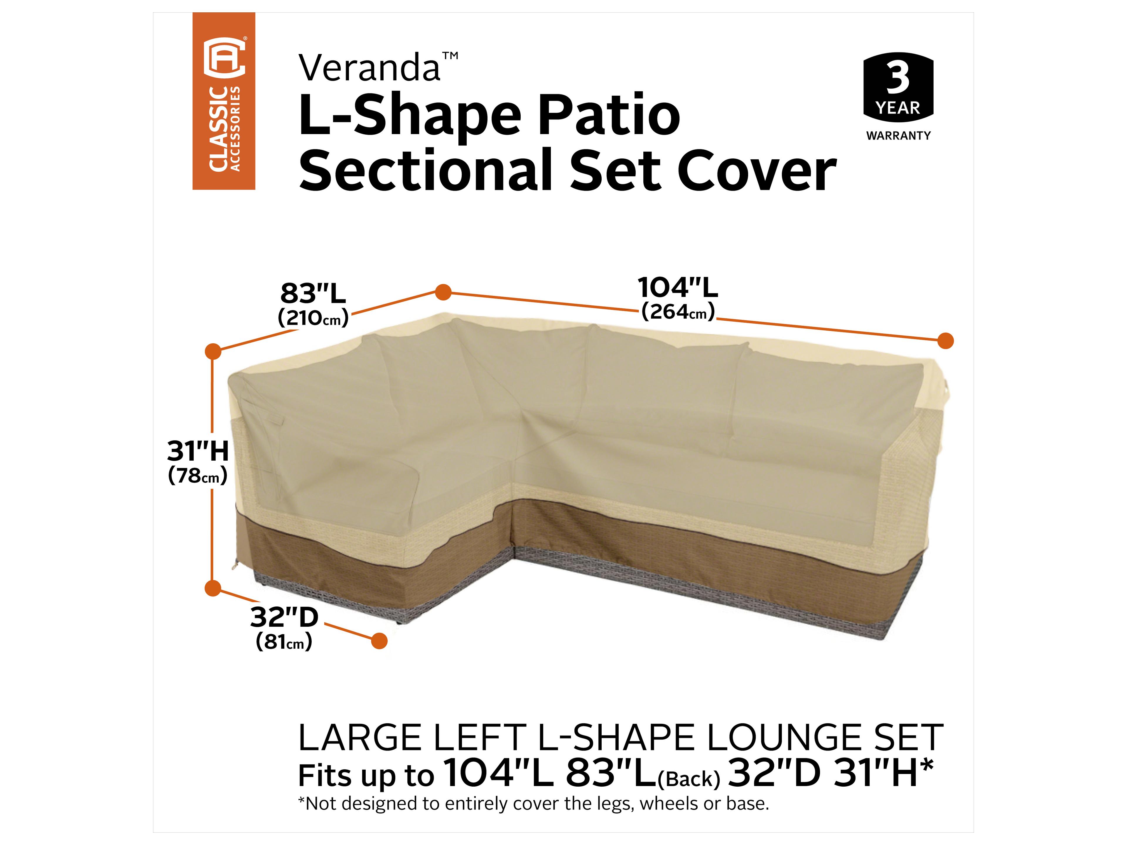 Duck Covers Veranda Pebble 104 Inch Sectional Lounge Set Cover