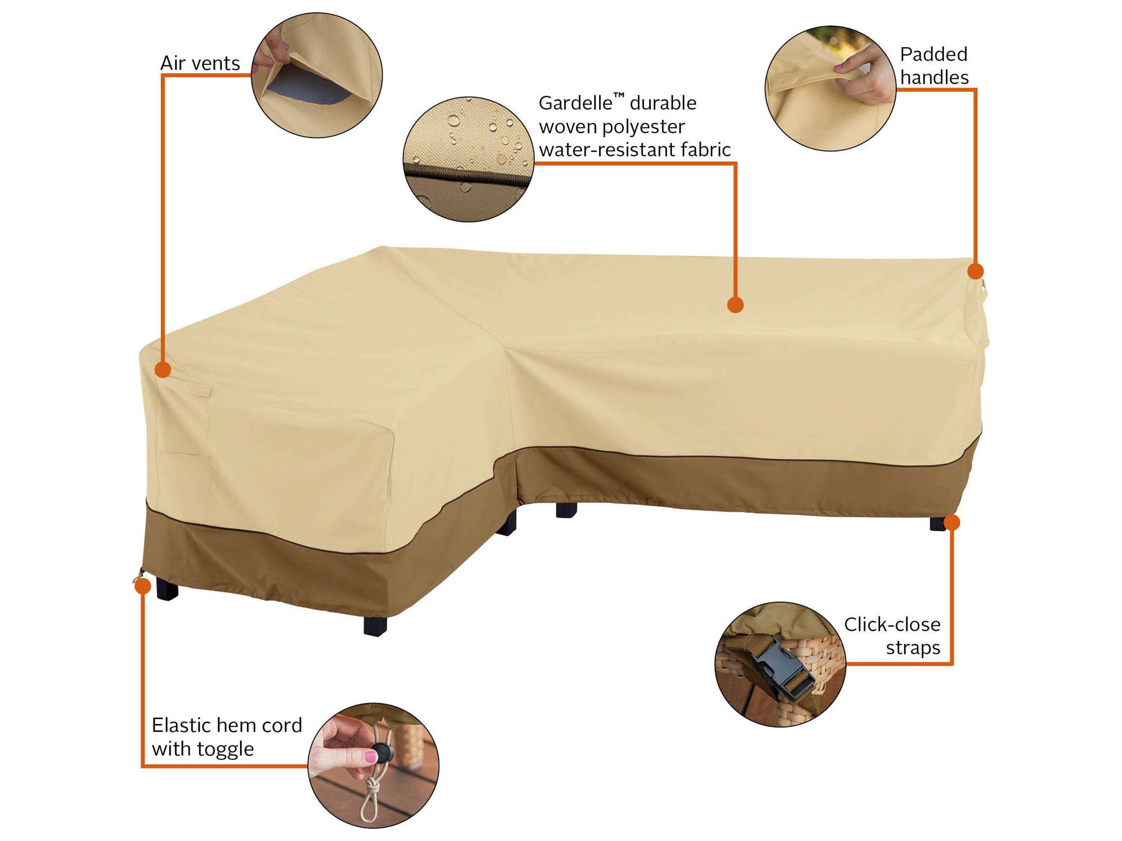 Duck Covers Veranda Pebble 104 Inch Sectional Lounge Set Cover