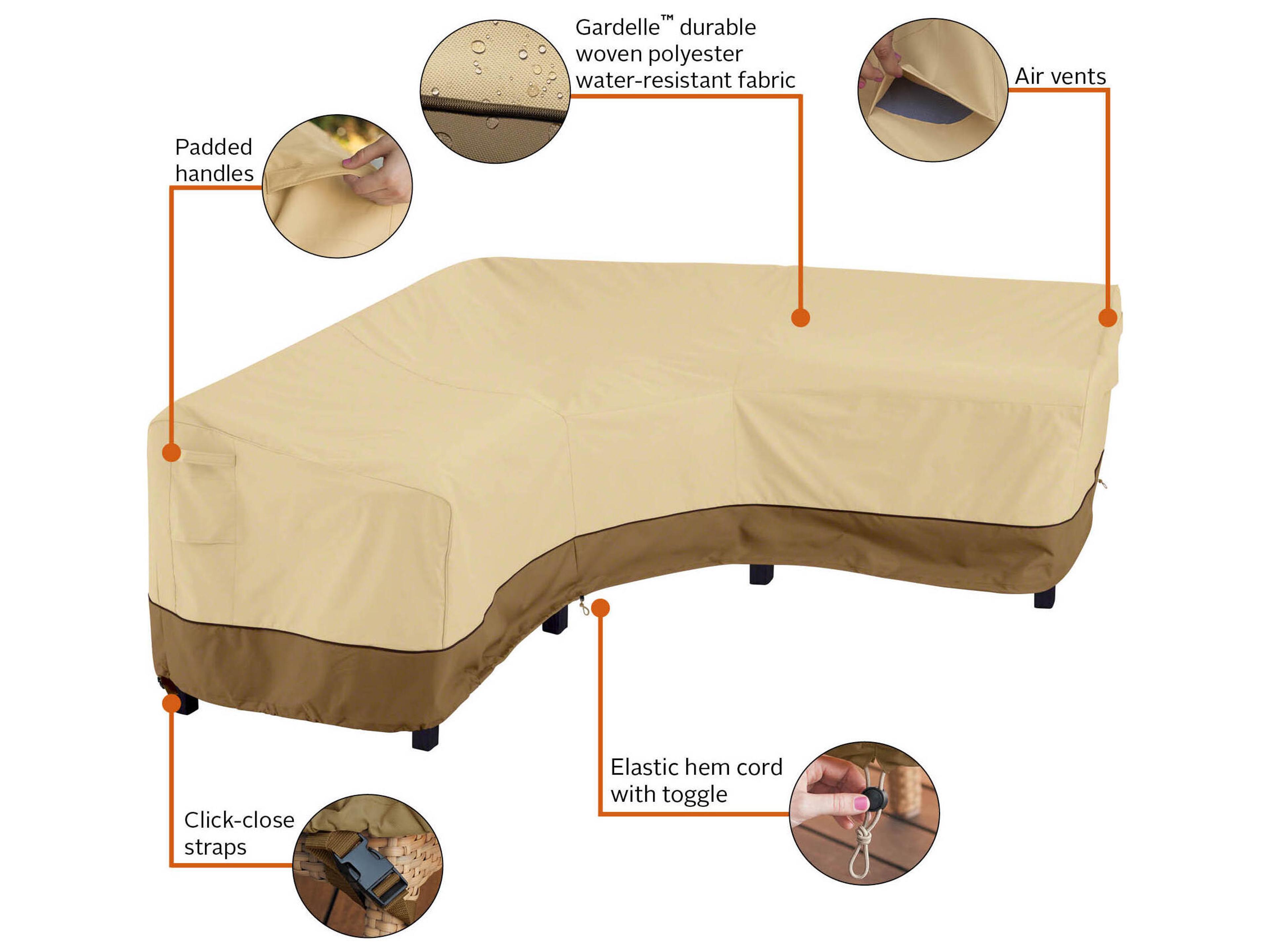 Duck Covers Veranda Pebble 100 Inch Sectional Cover