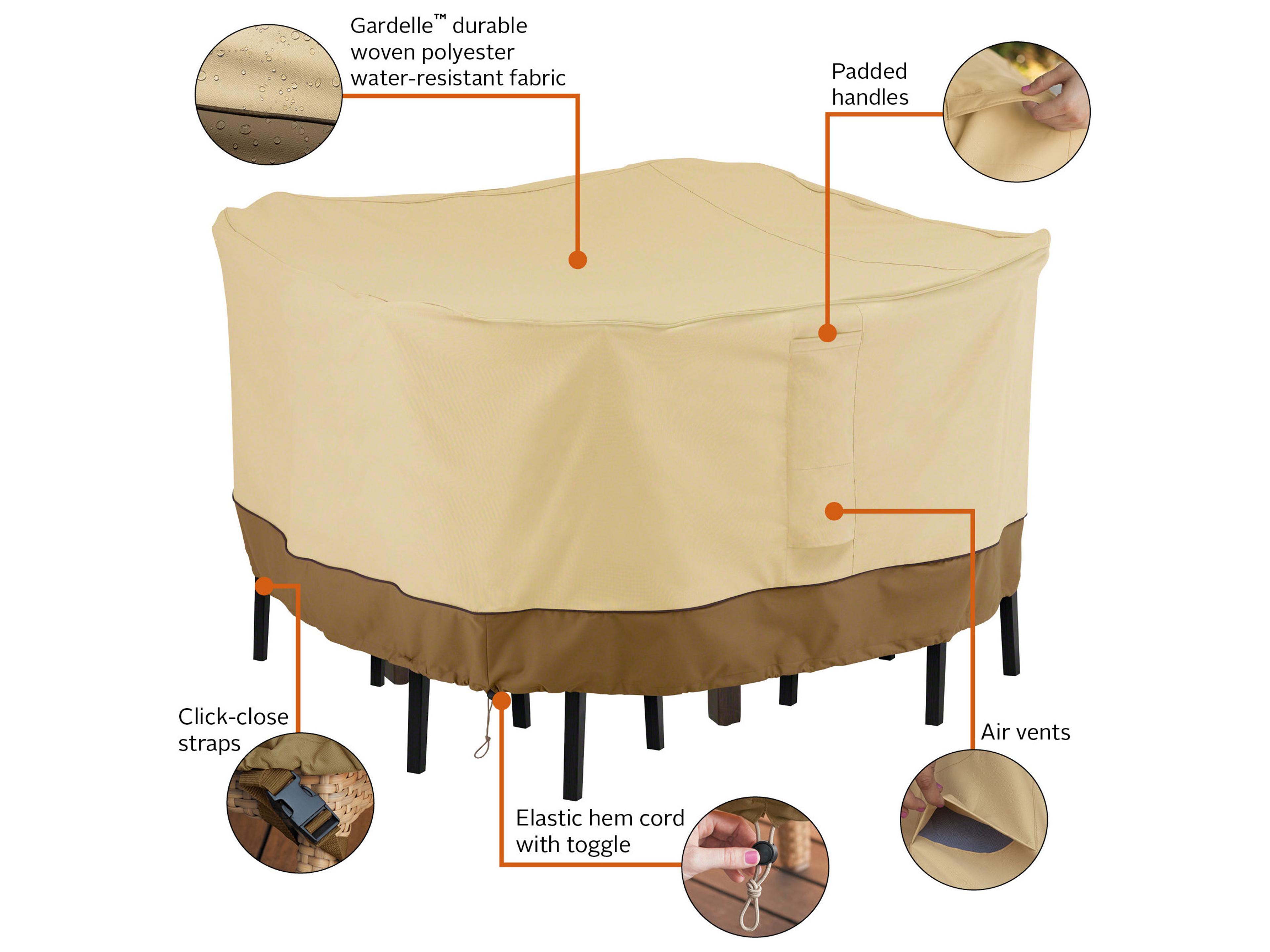 Duck Covers Veranda Pebble 68 Inch Square Bar Height Chair & Table Cover