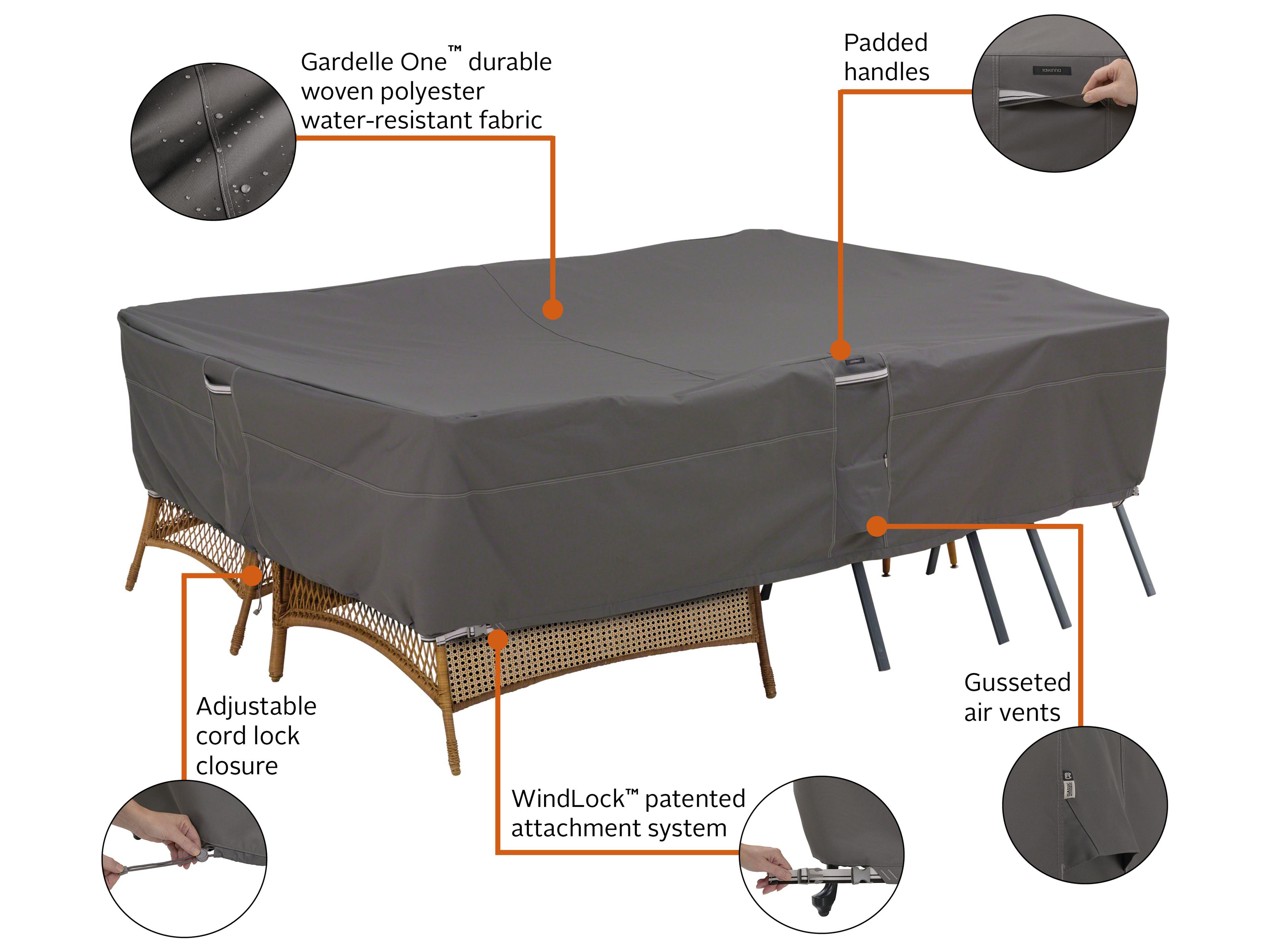 Duck Covers Ravenna Dark Taupe 142 Inch Rectangular General Purpose Furniture Cover