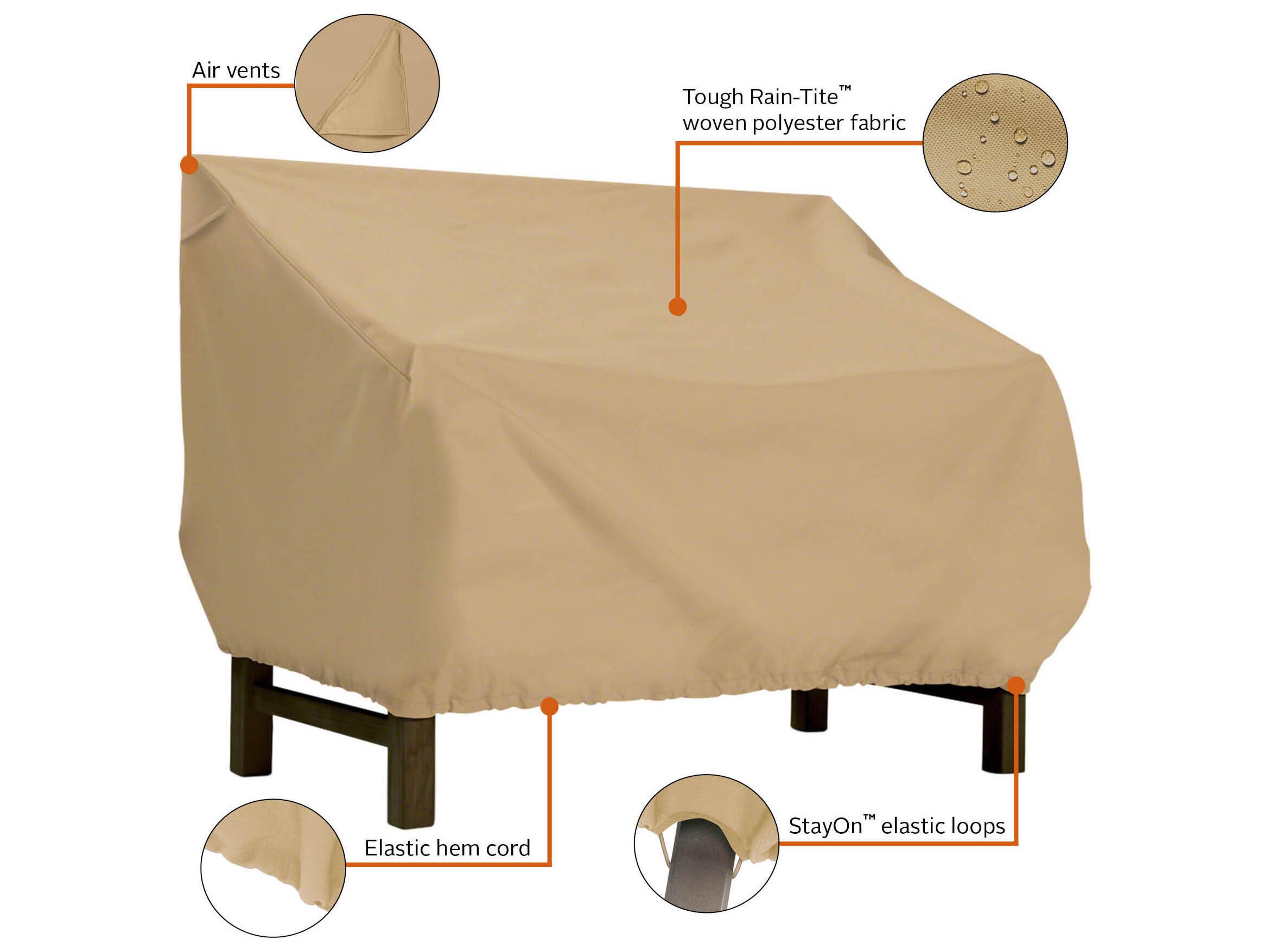 Duck Covers Terrazzo Sand 60 Inch Small Patio Bench/Loveseat Cover