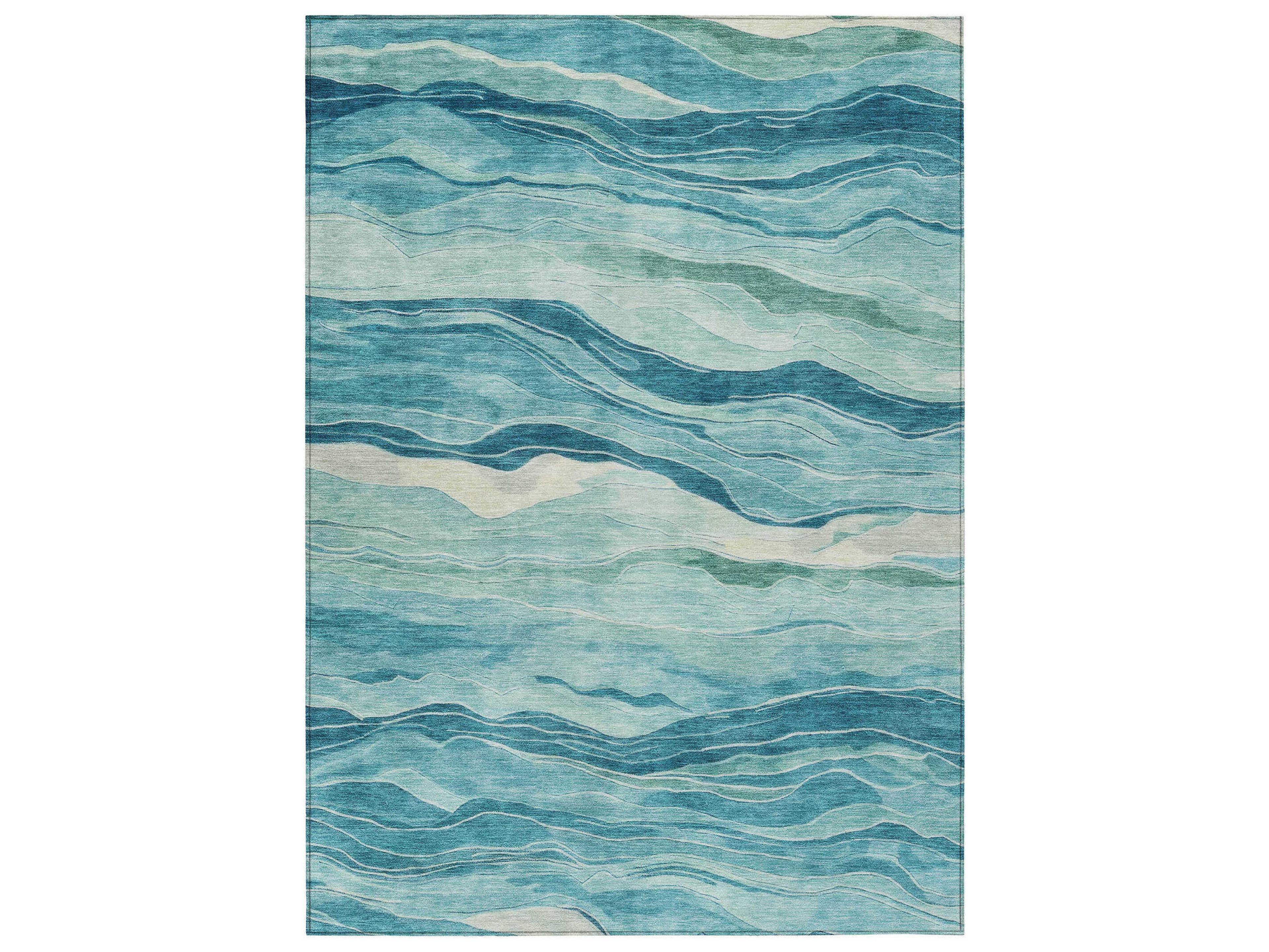 Chantille Abstract Area Rug Turquoise Indoor Outdoor