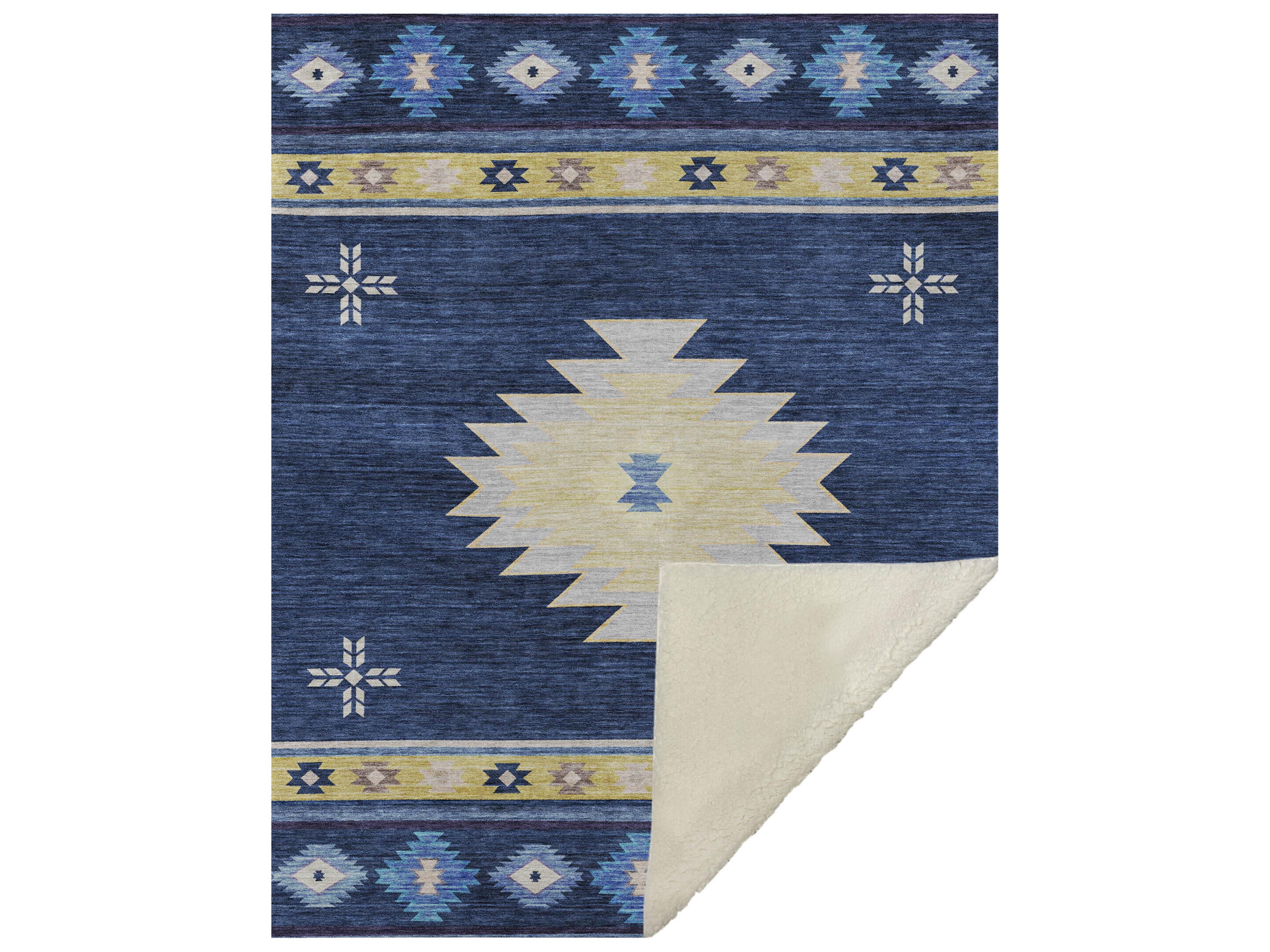 Sherpa Blue Polyester Throw