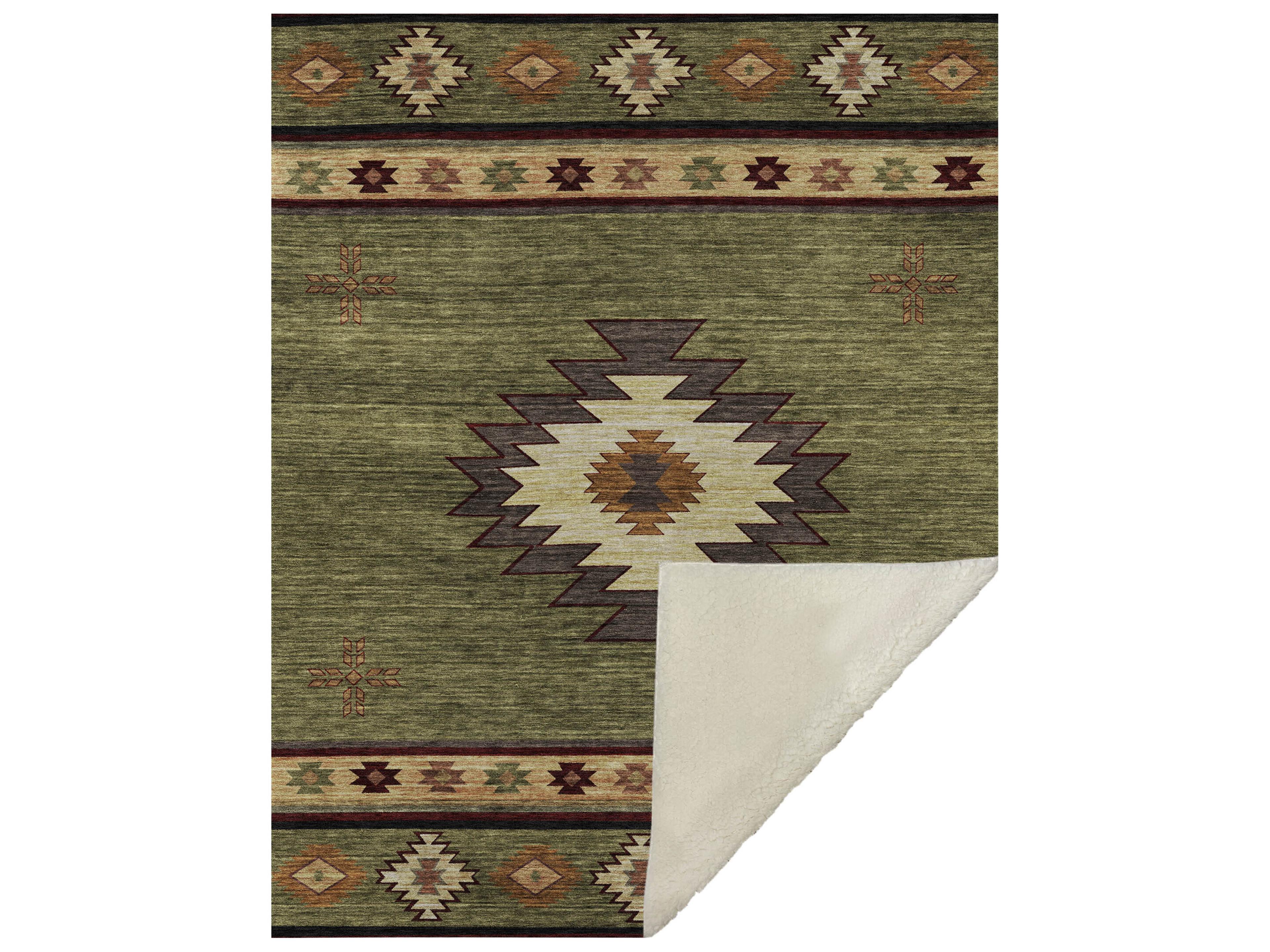 Sherpa Green Polyester Throw