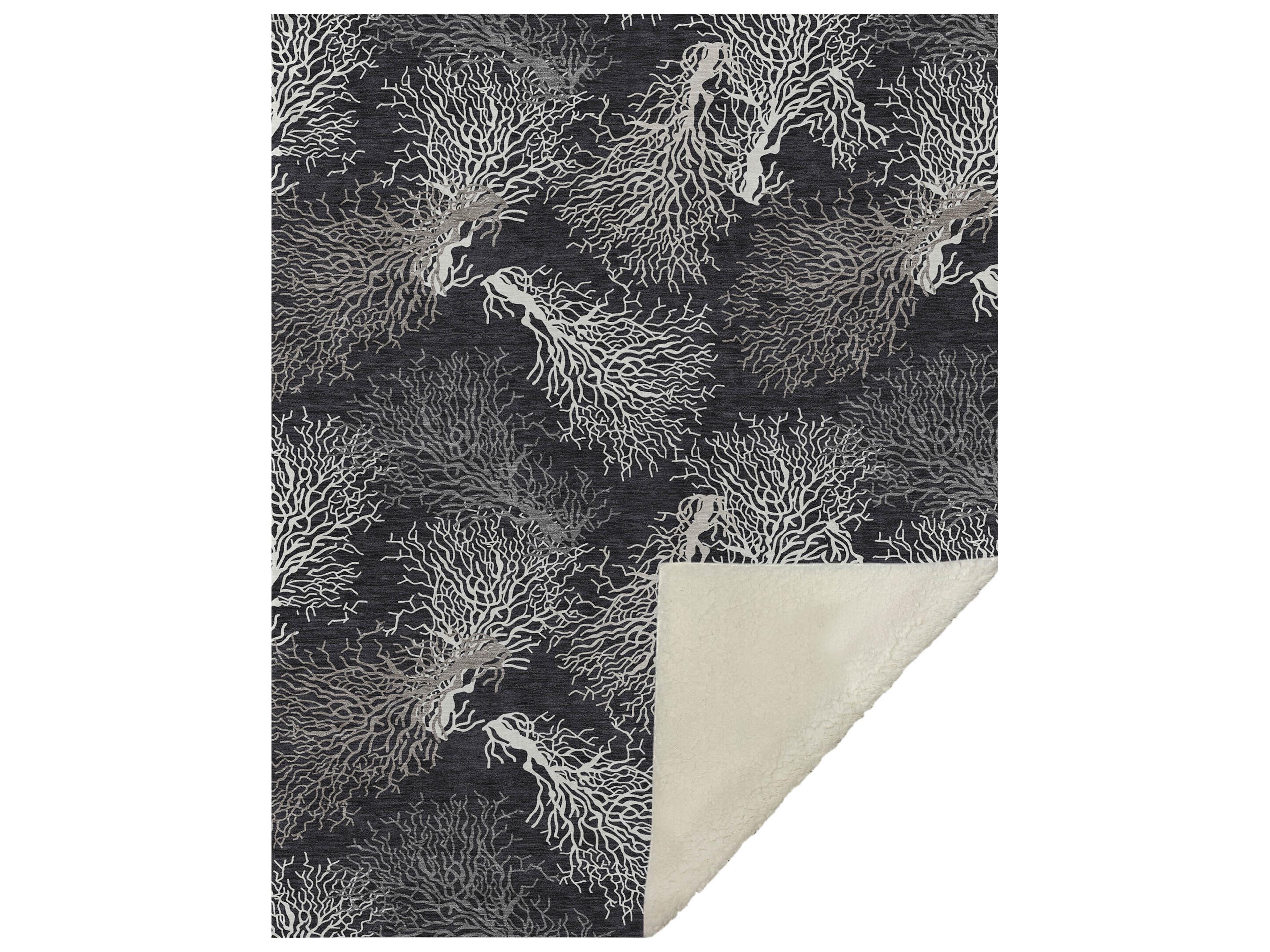 Sherpa Black Polyester Throw