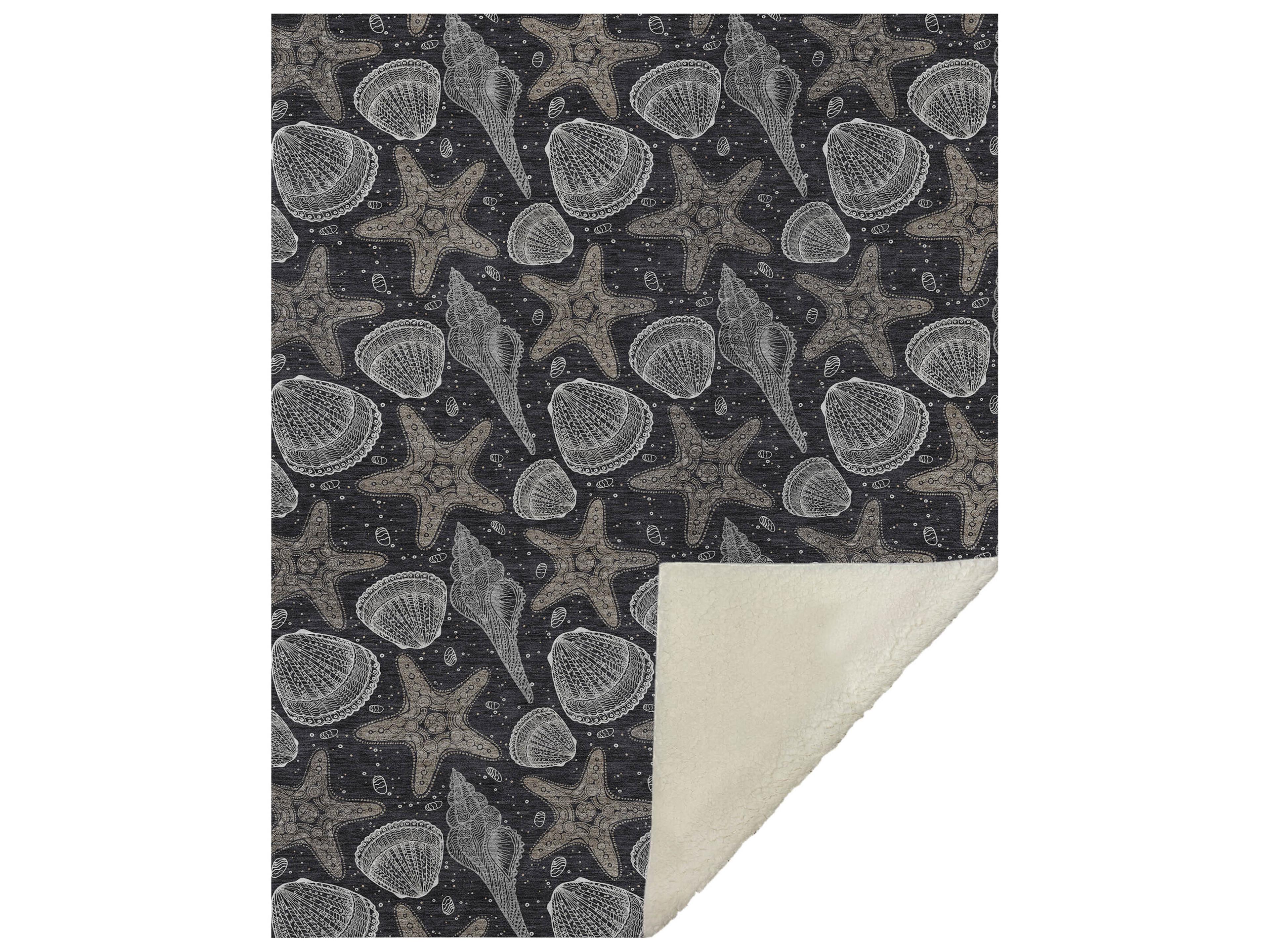 Sherpa Black Polyester Throw