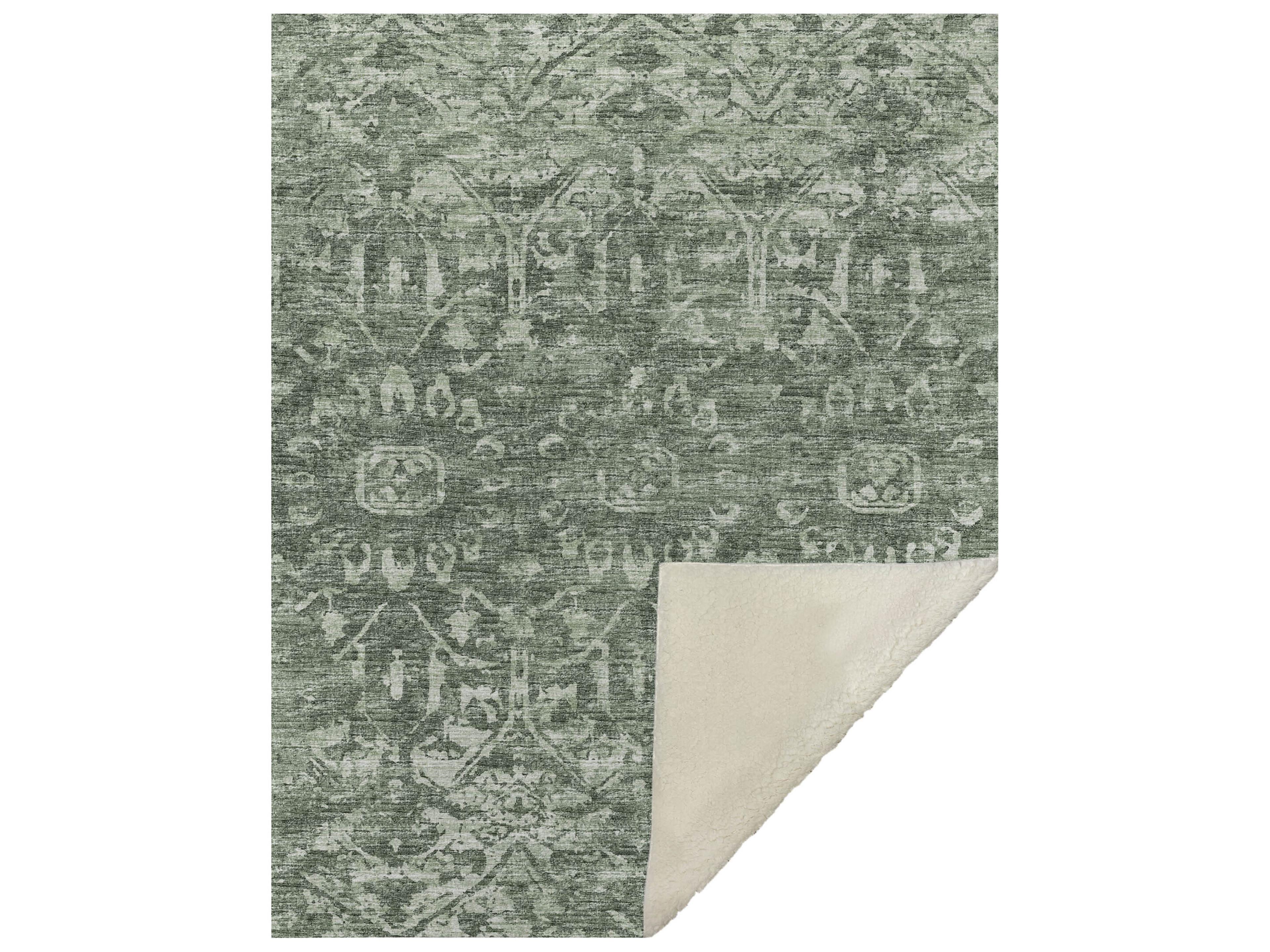 Sherpa Green Polyester Throw