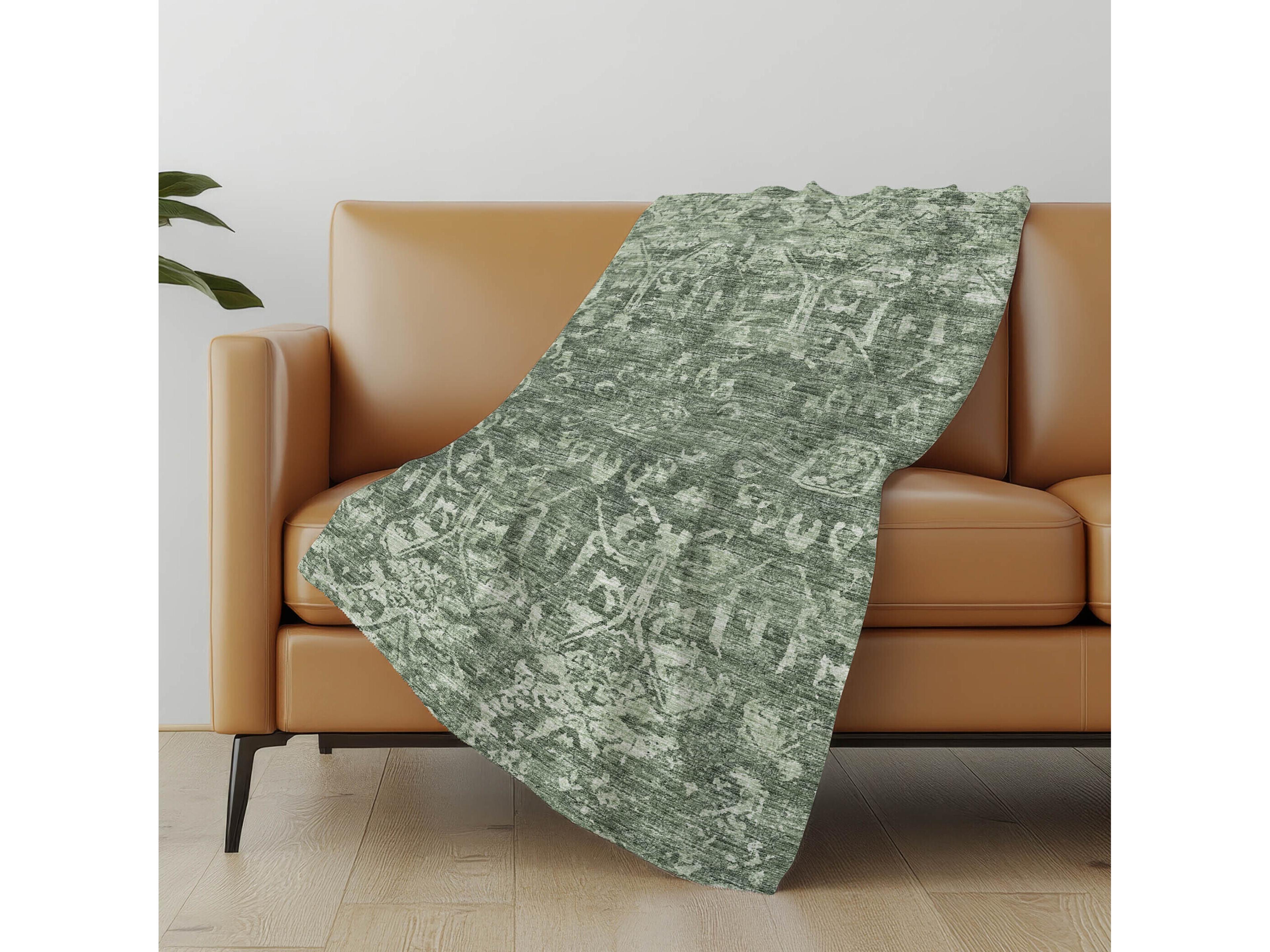 Dalyn Sherpa Green Polyester Throw