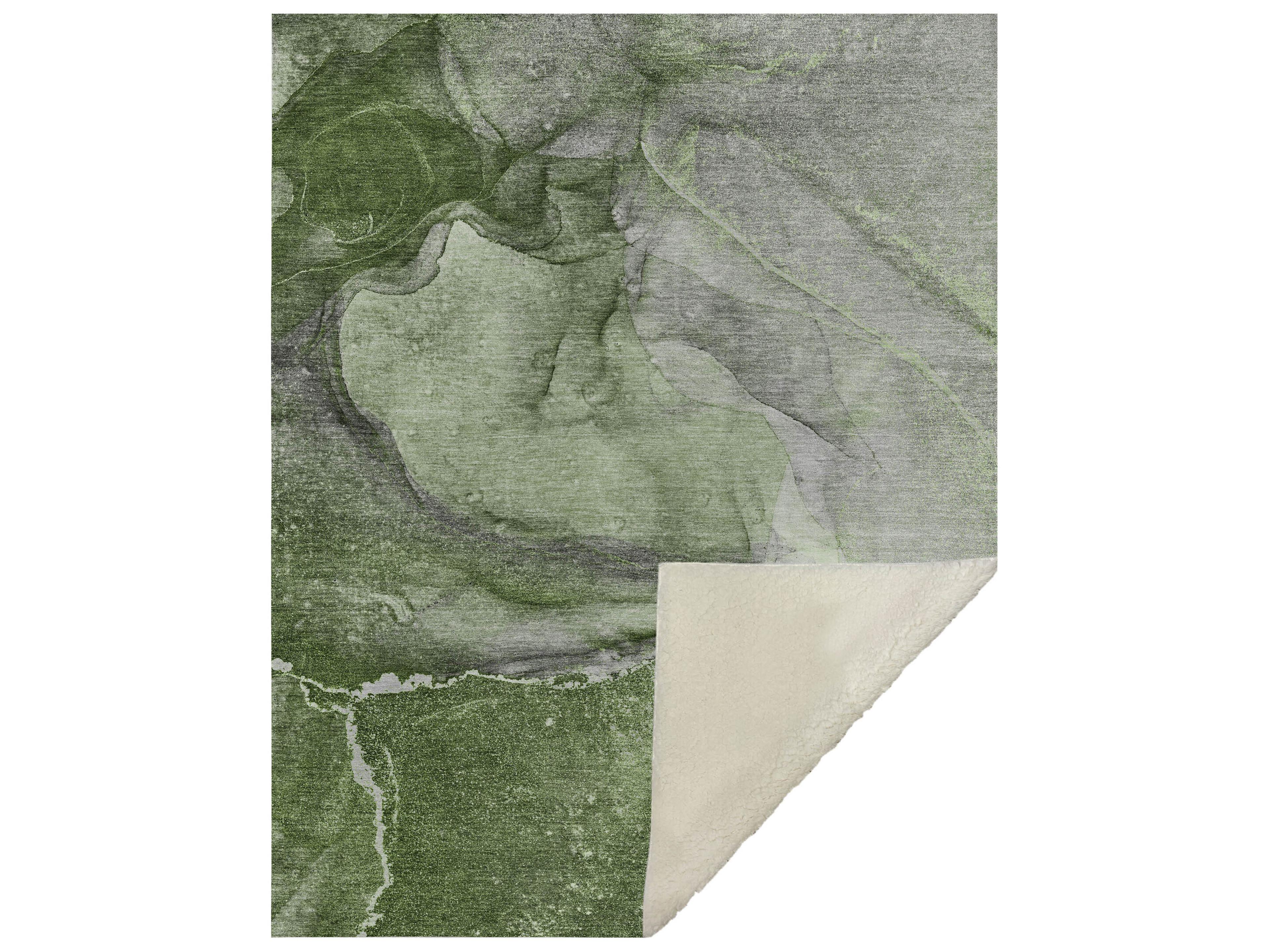 Sherpa Green Polyester Throw