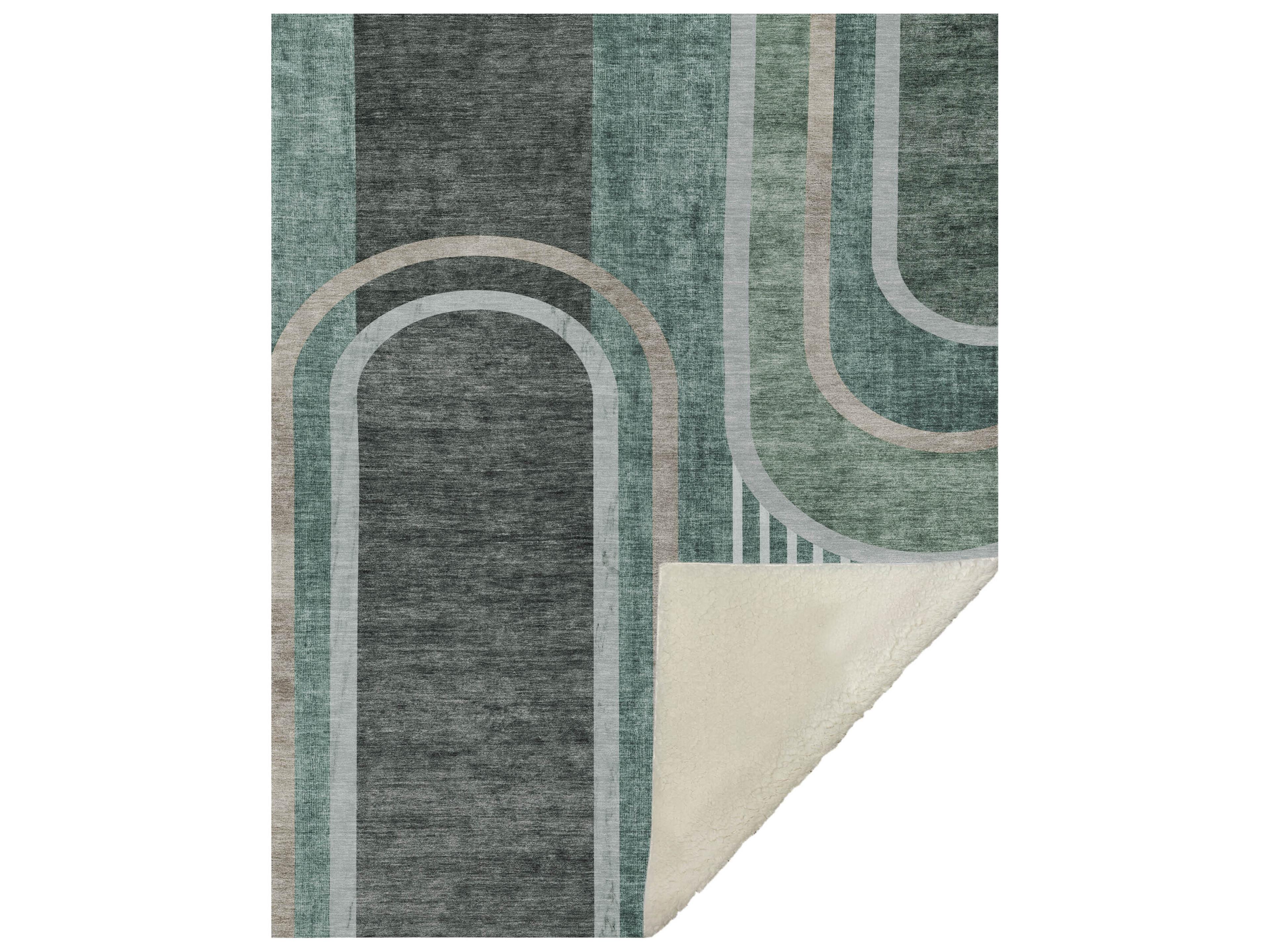Dalyn Sherpa Green Polyester Throw