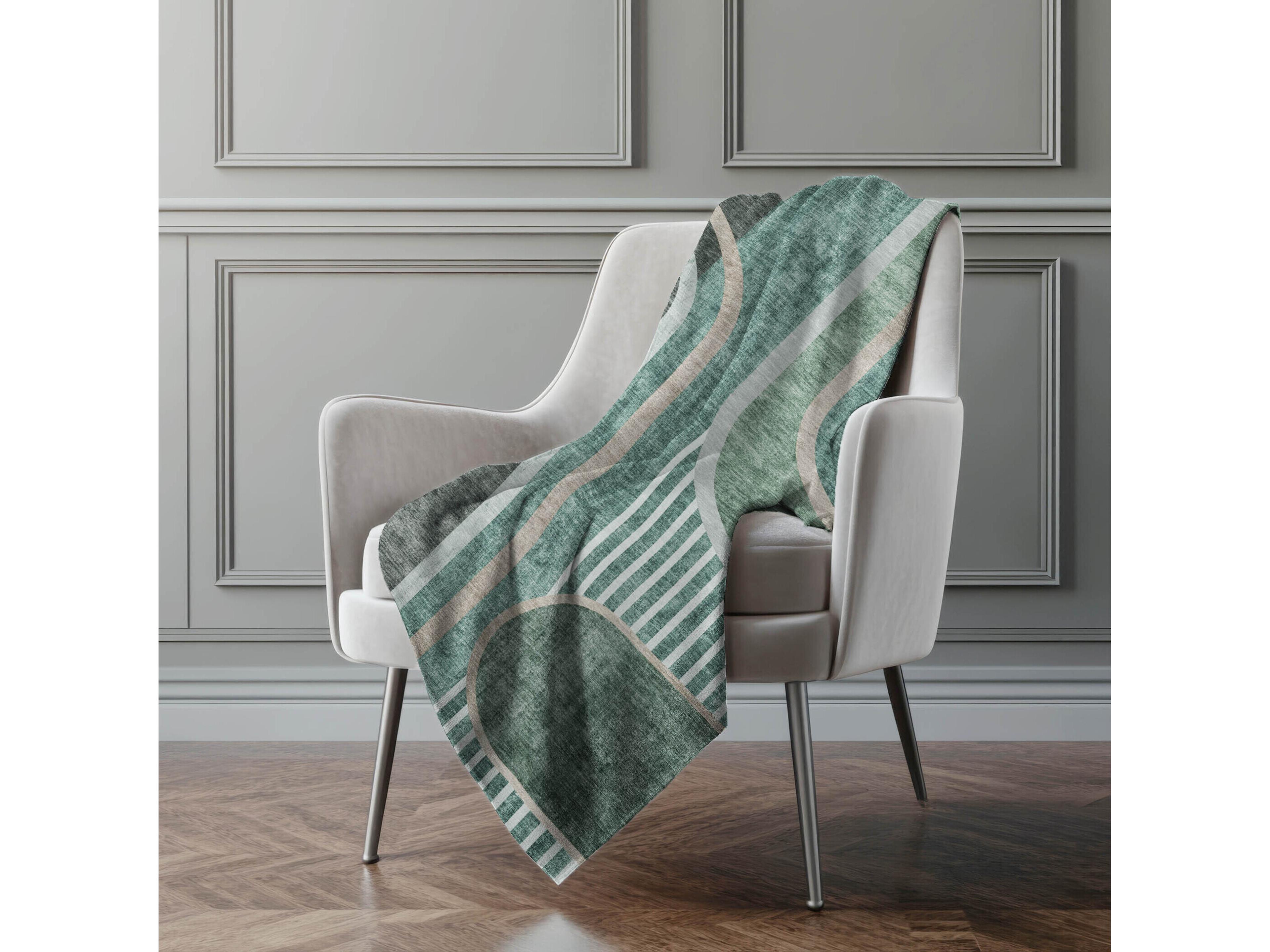 Dalyn Sherpa Green Polyester Throw