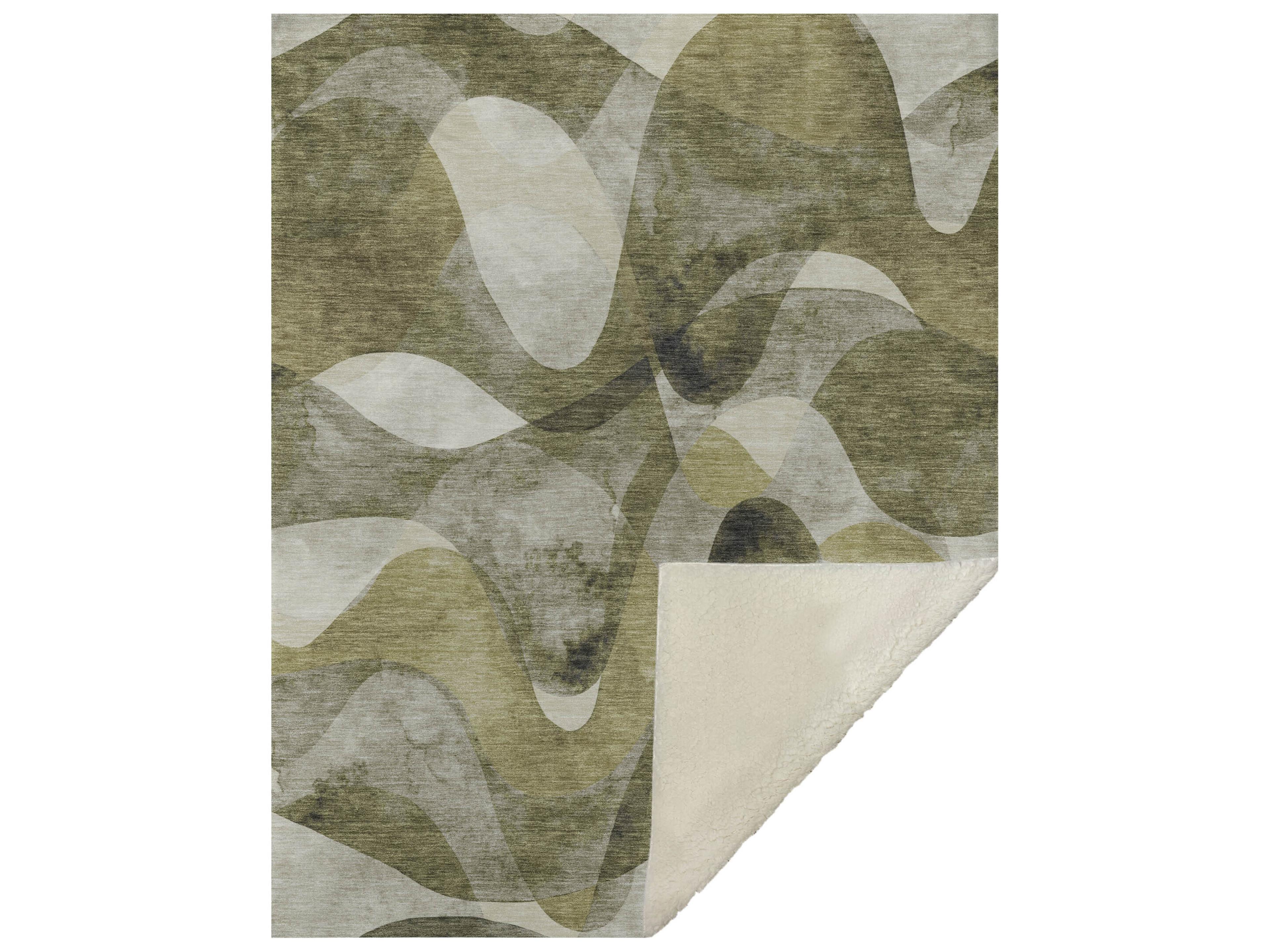 Dalyn Sherpa Green Polyester Throw