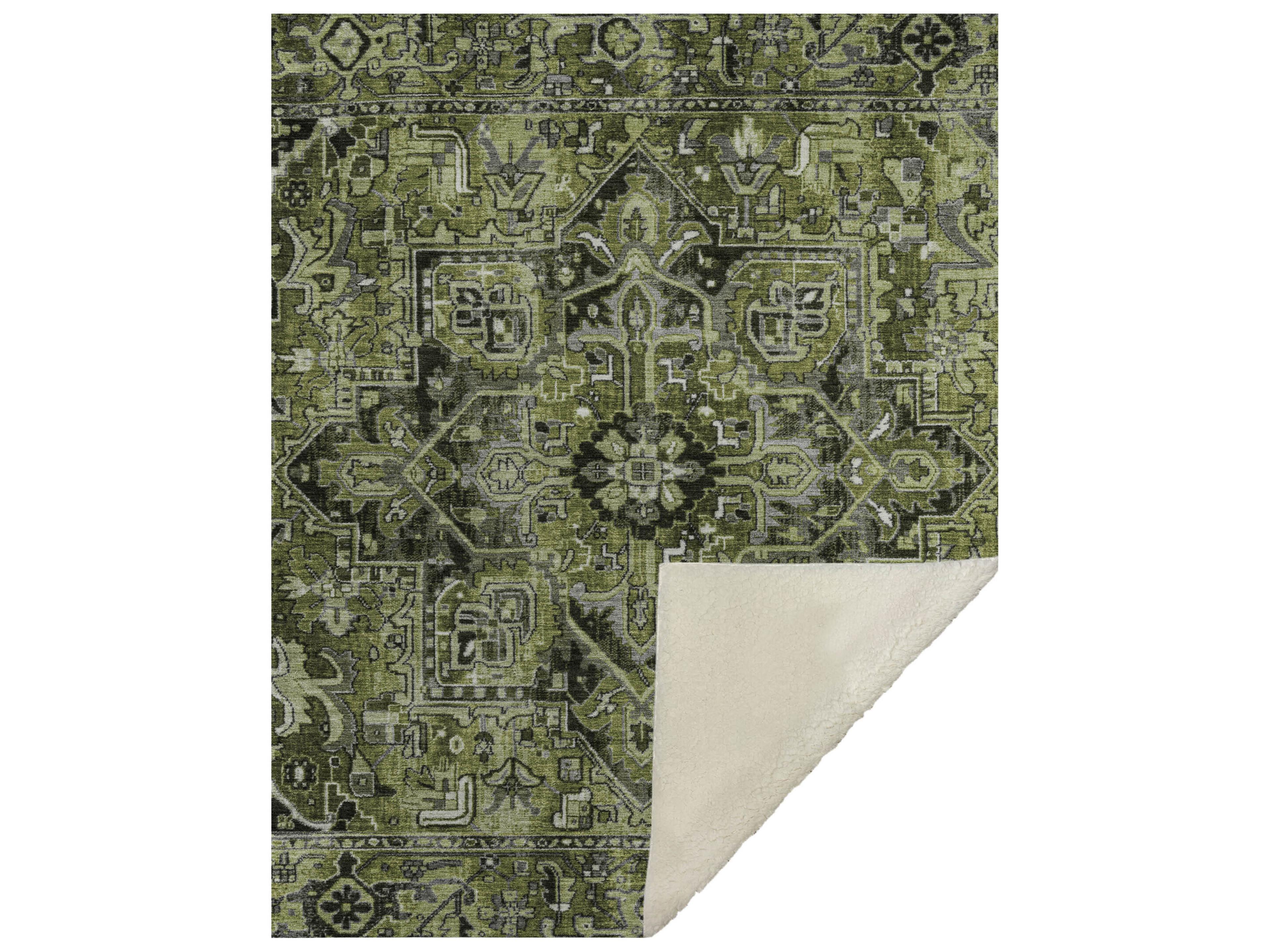 Dalyn Sherpa Green Polyester Throw