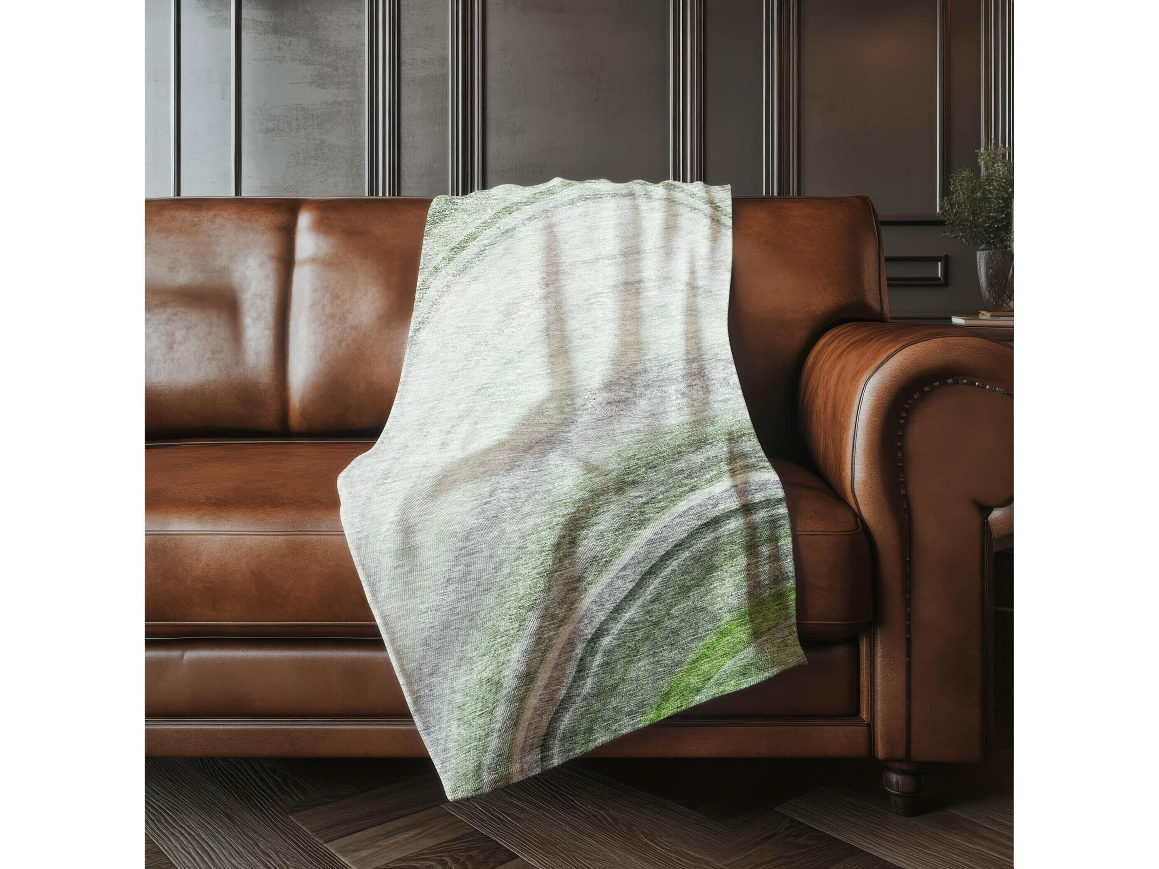 Dalyn Sherpa Green Polyester Throw