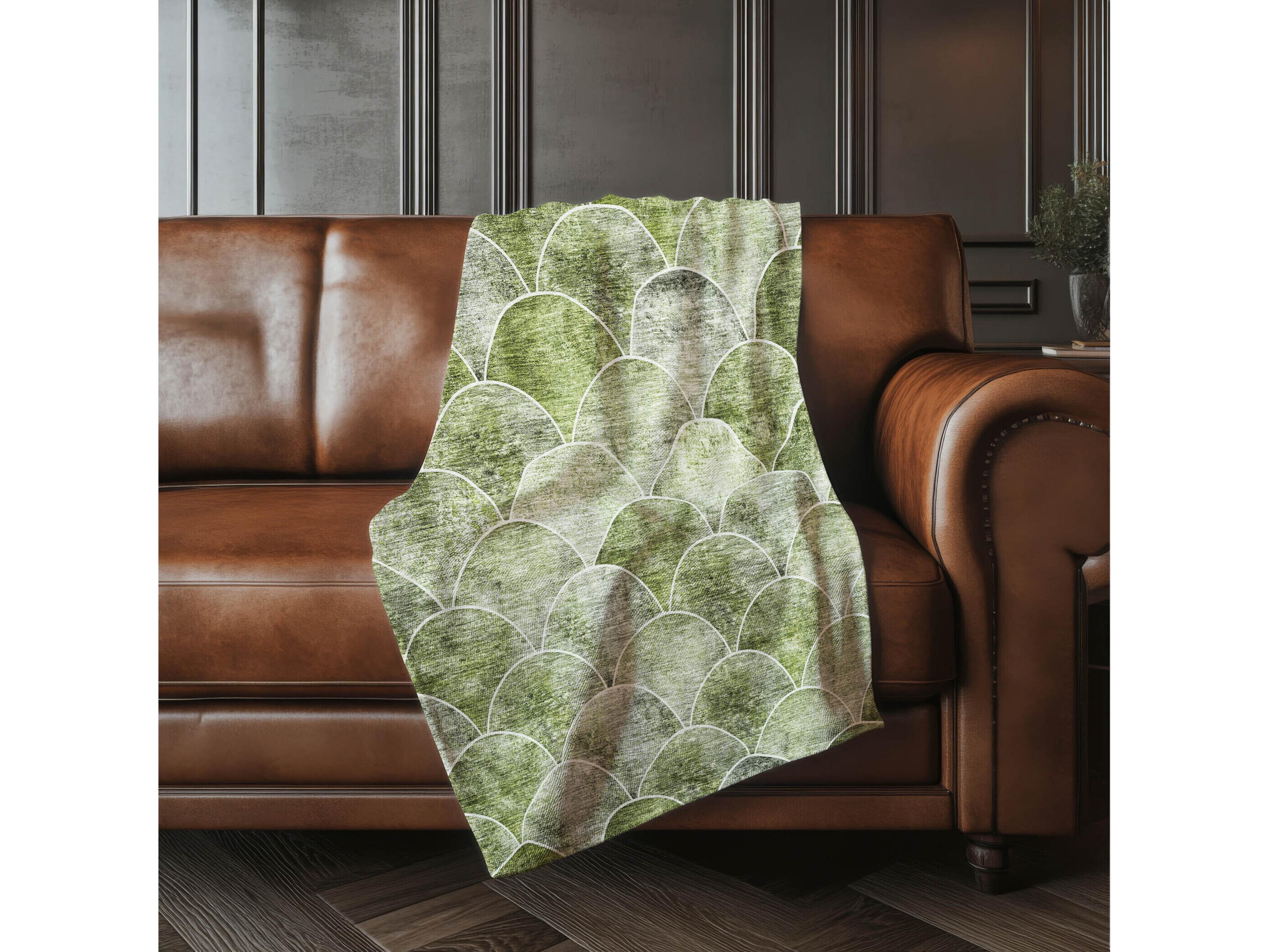 Dalyn Sherpa Green Polyester Throw