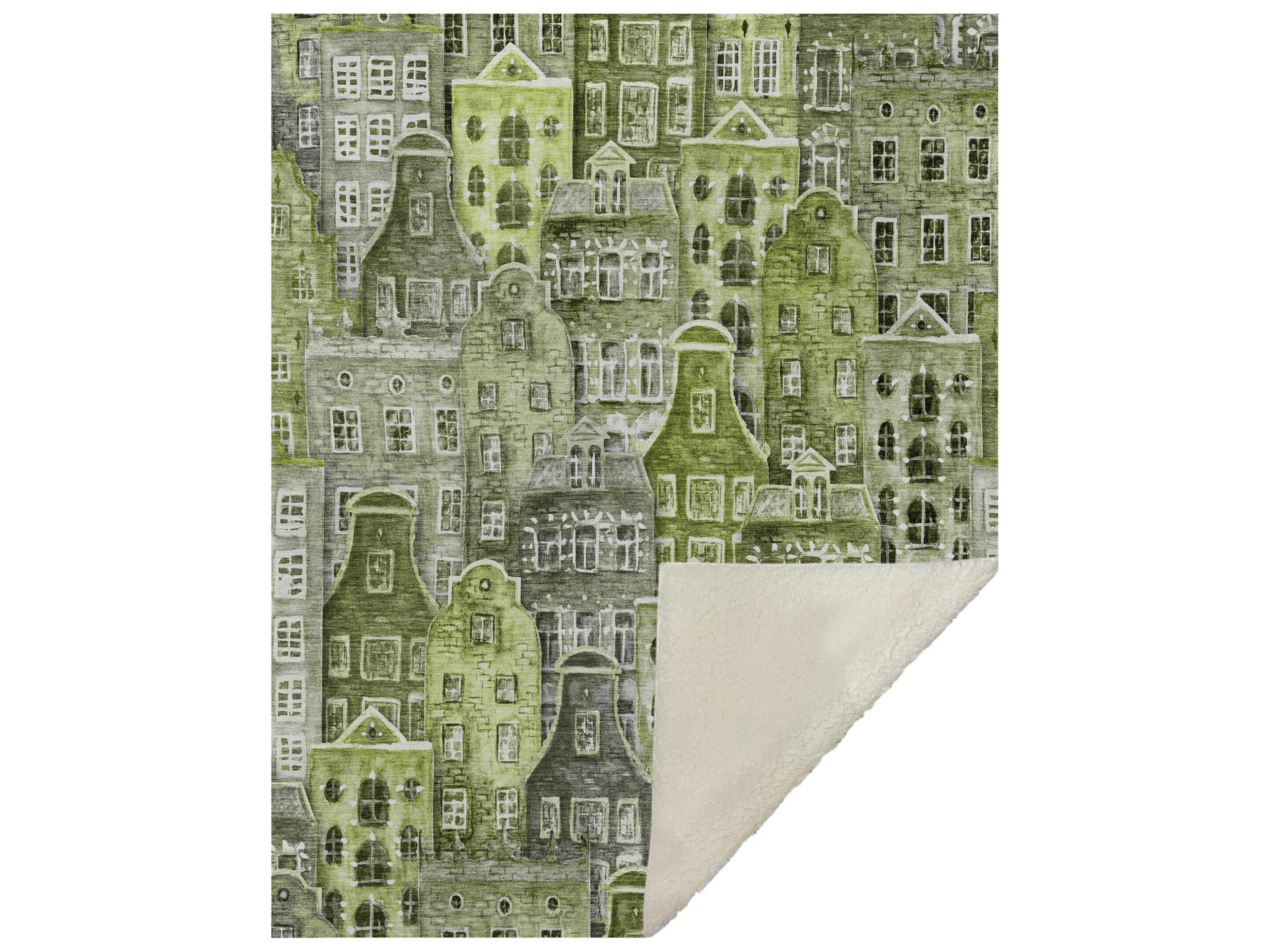 Sherpa Green Polyester Throw