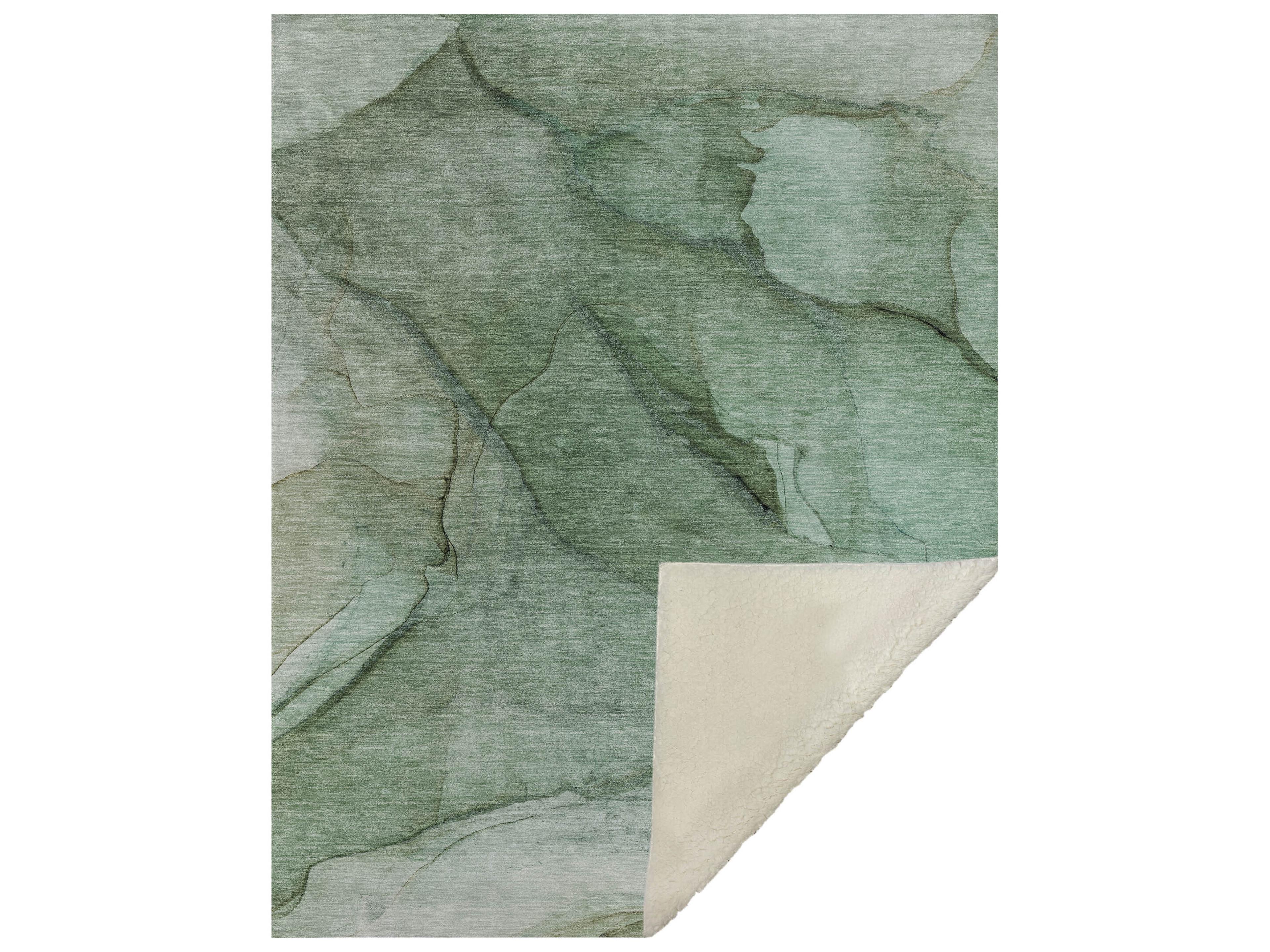 Sherpa Green Polyester Throw