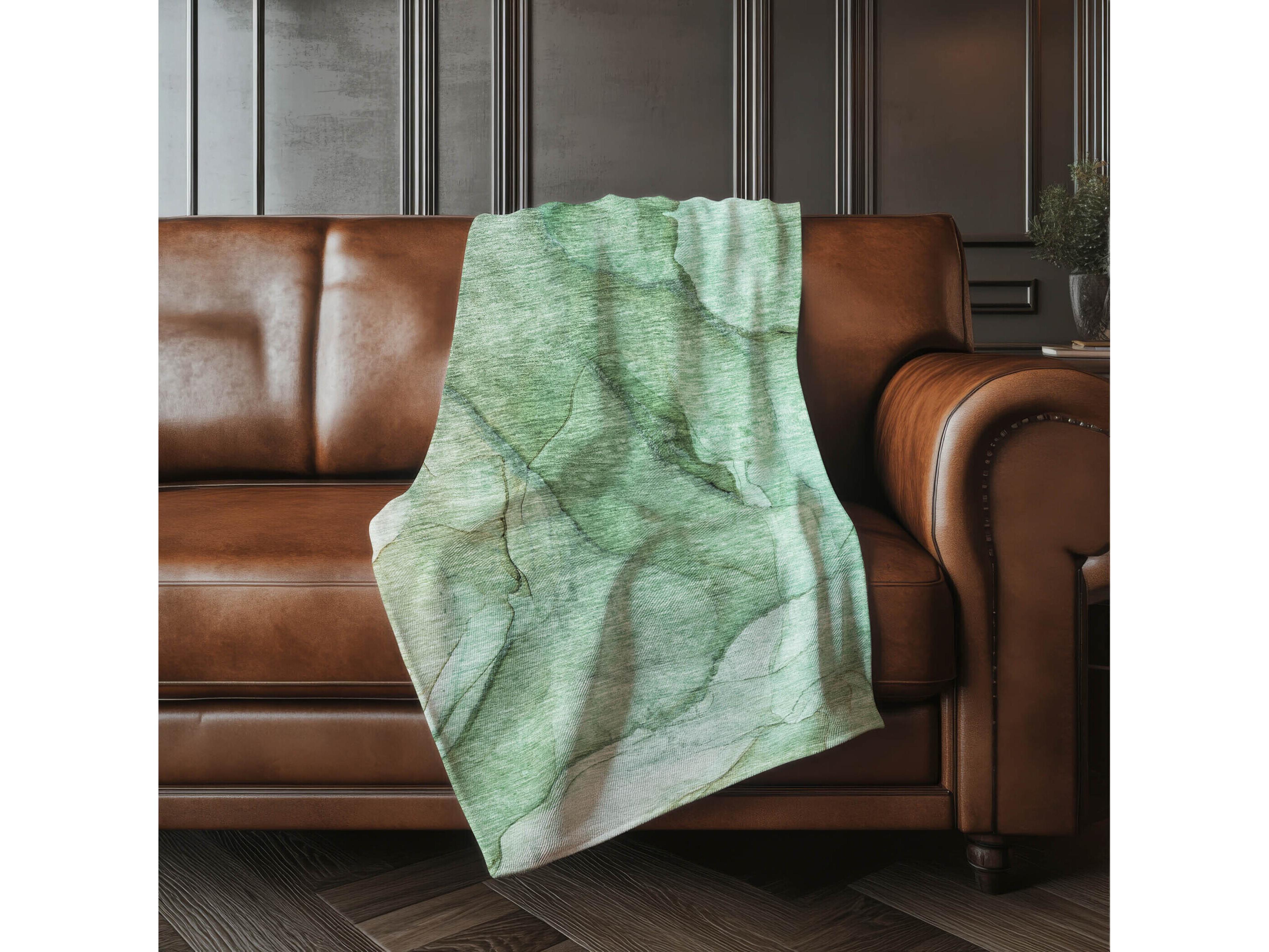 Dalyn Sherpa Green Polyester Throw
