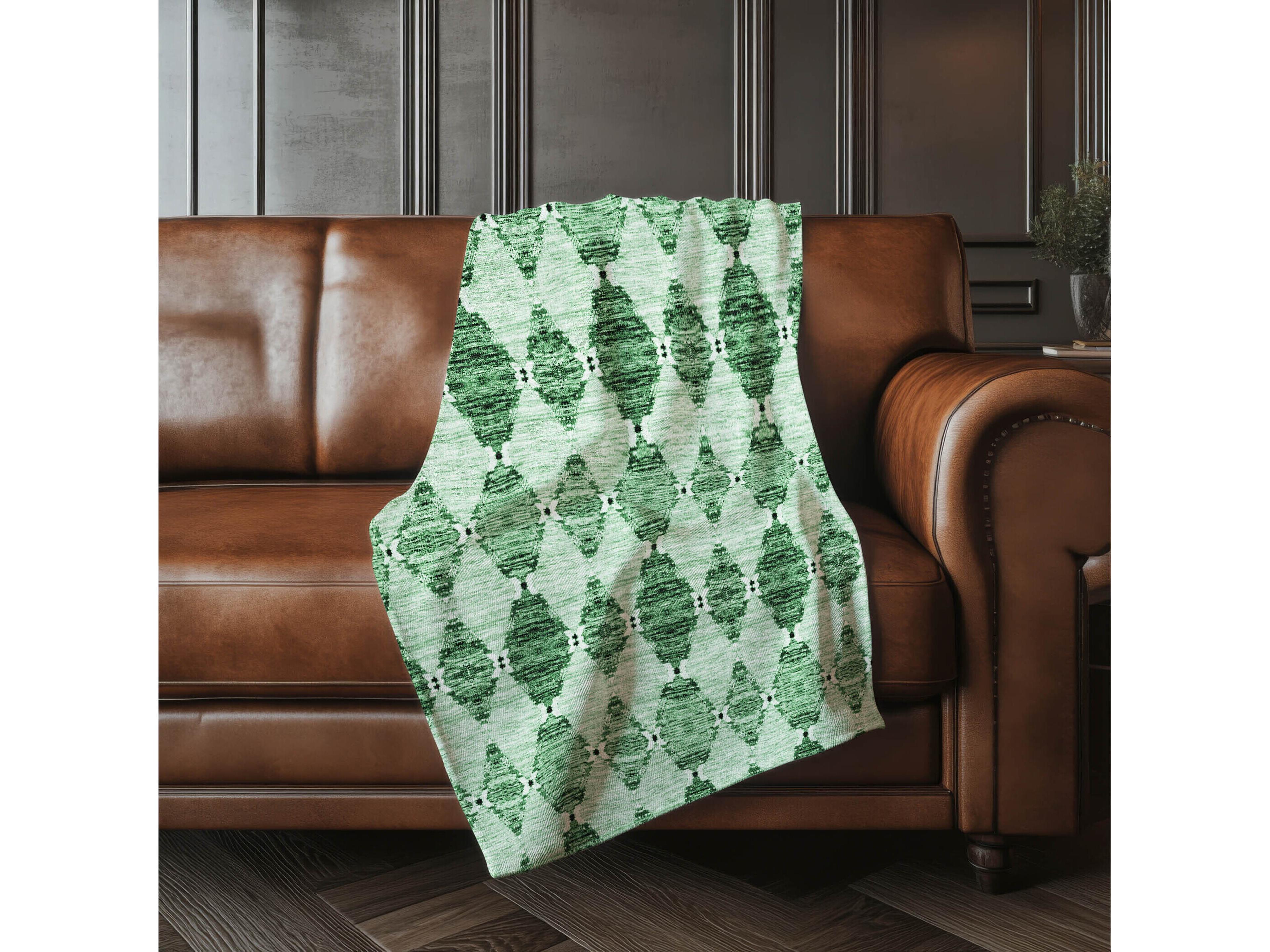 Dalyn Sherpa Green Polyester Throw