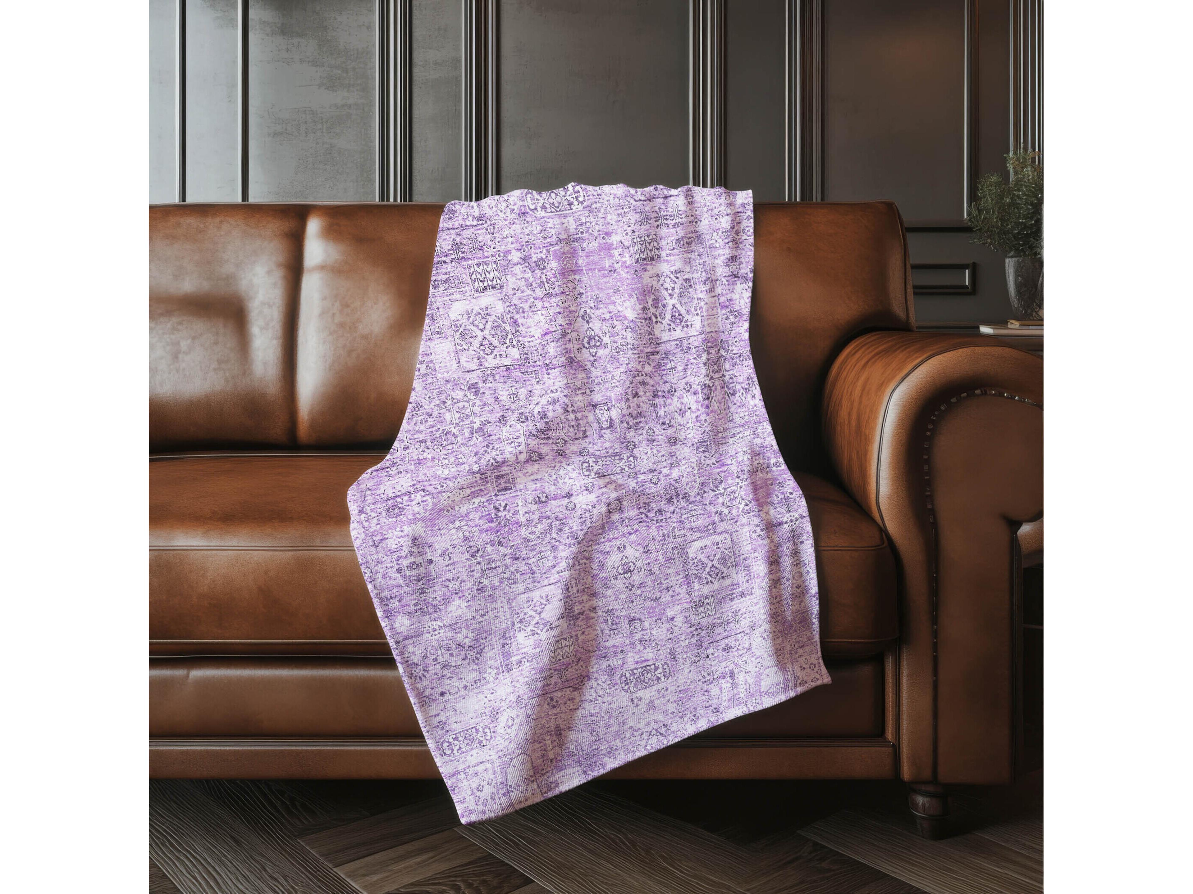 Dalyn Sherpa Purple Polyester Throw