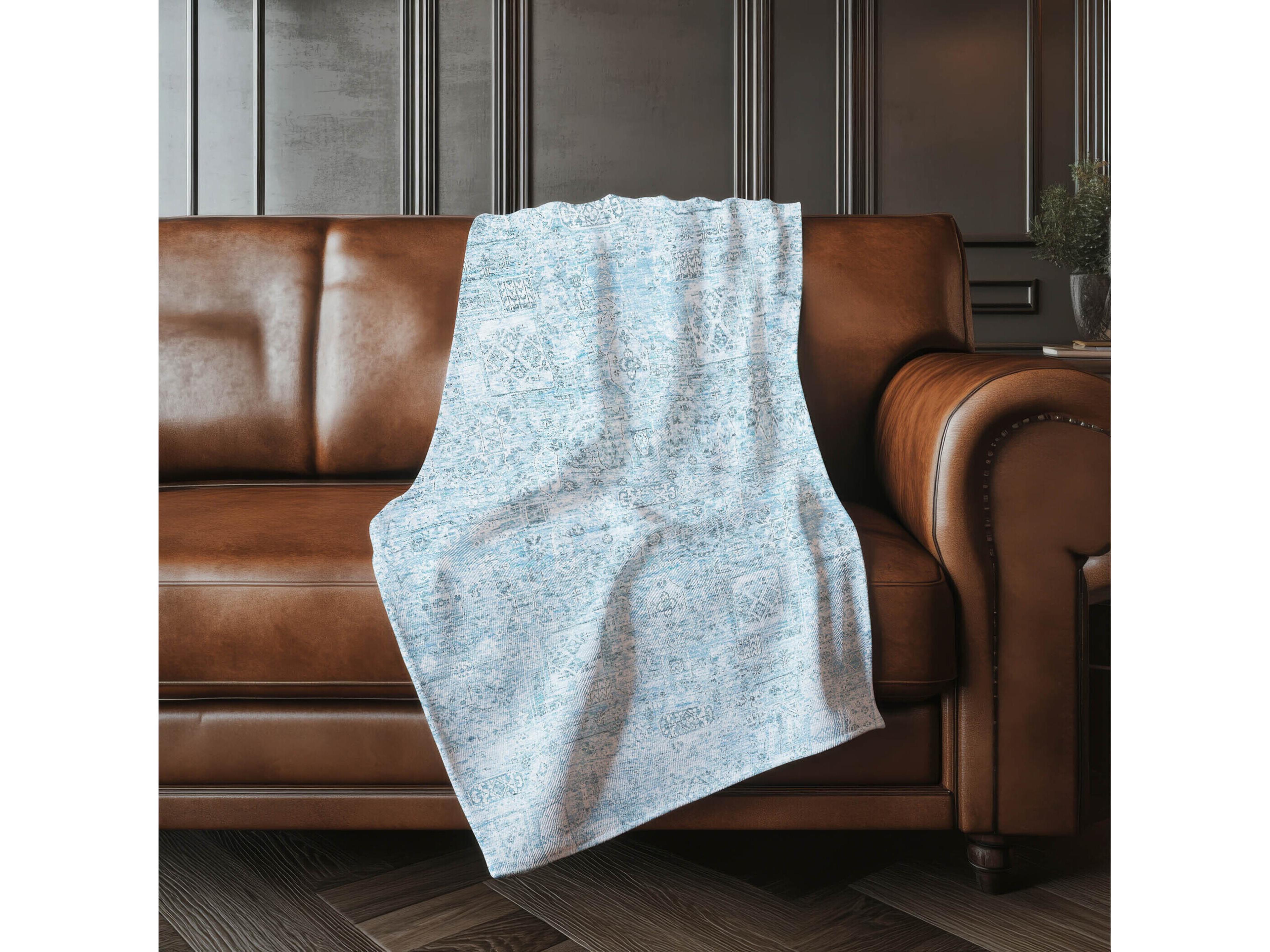 Dalyn Sherpa Blue Polyester Throw