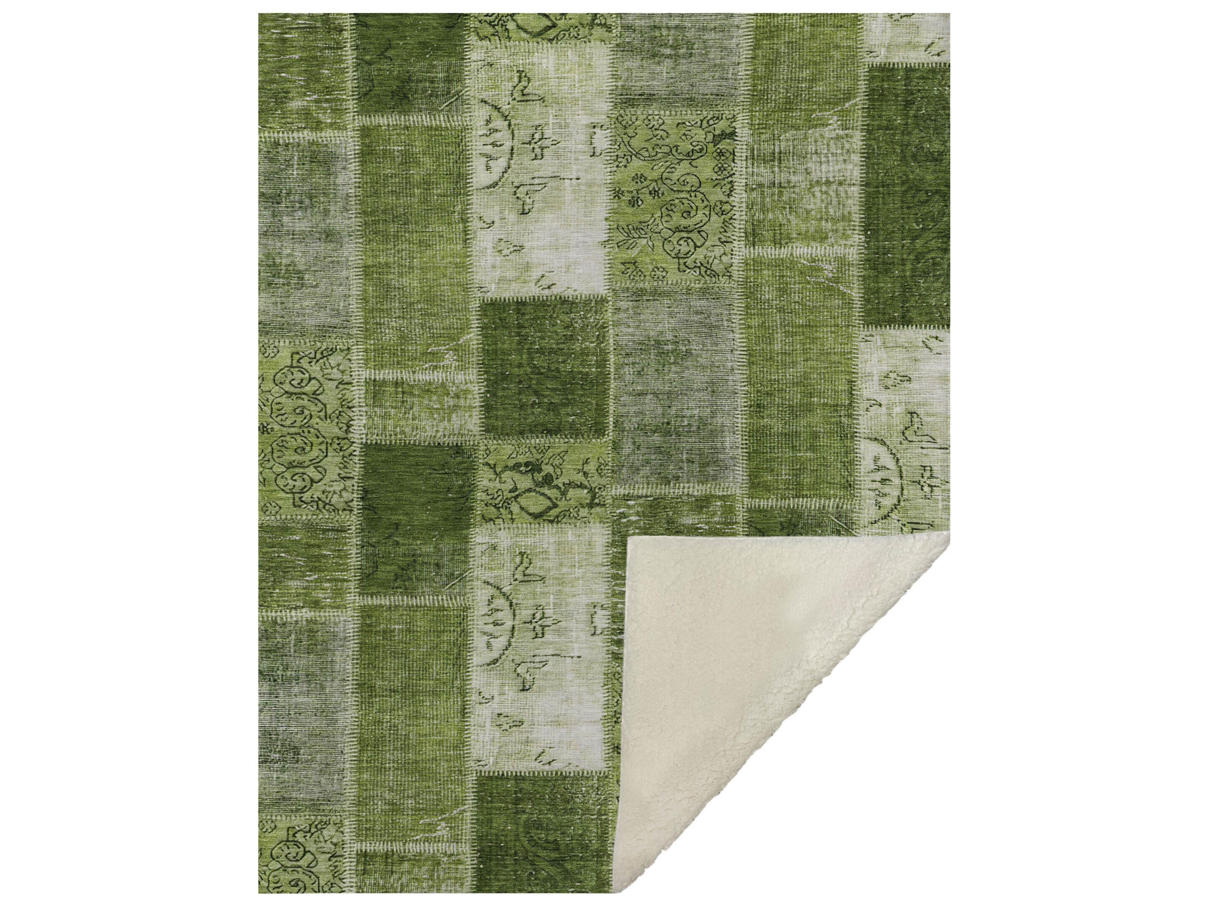 Dalyn Sherpa Green Polyester Throw