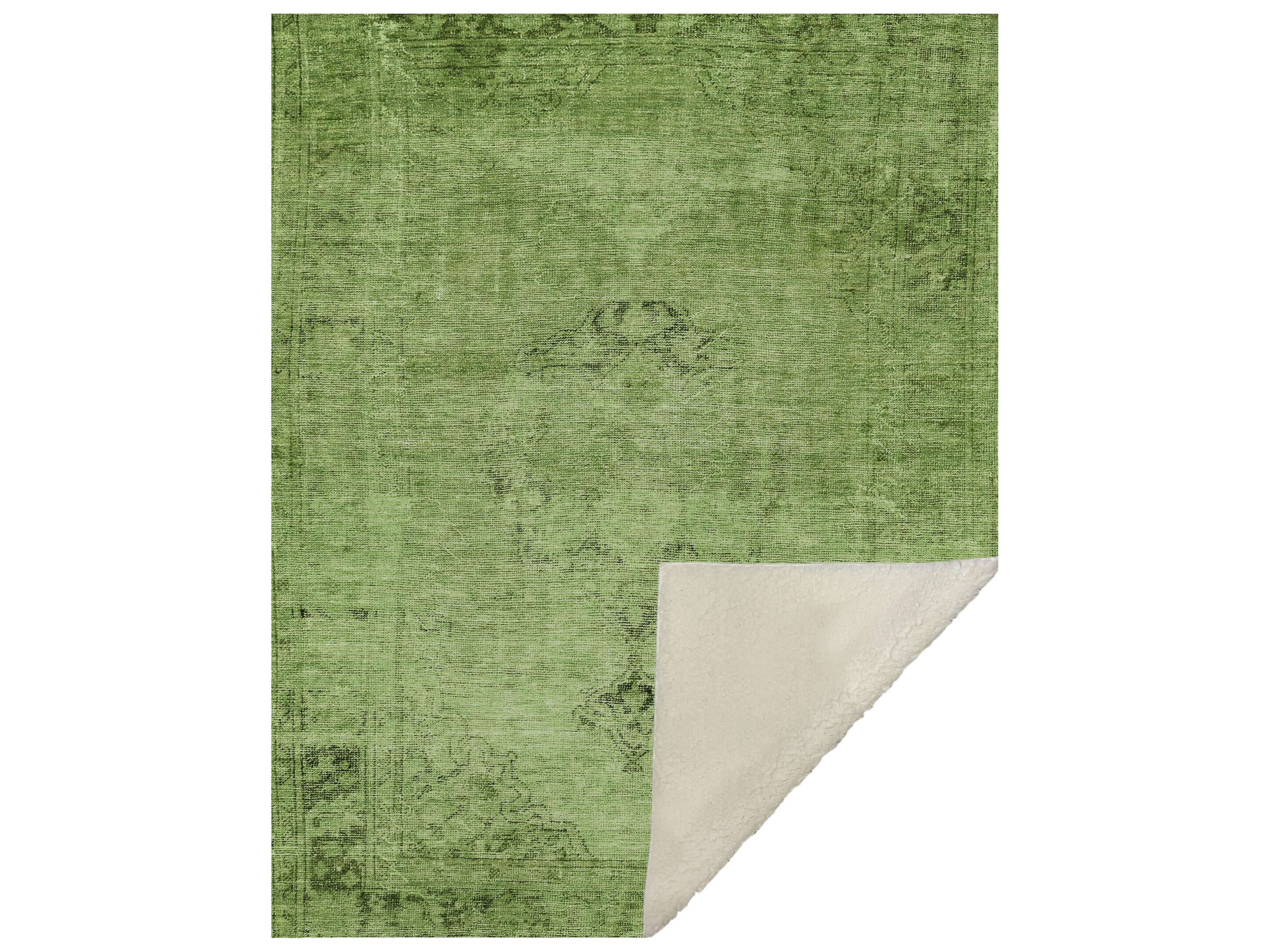 Sherpa Green Polyester Throw
