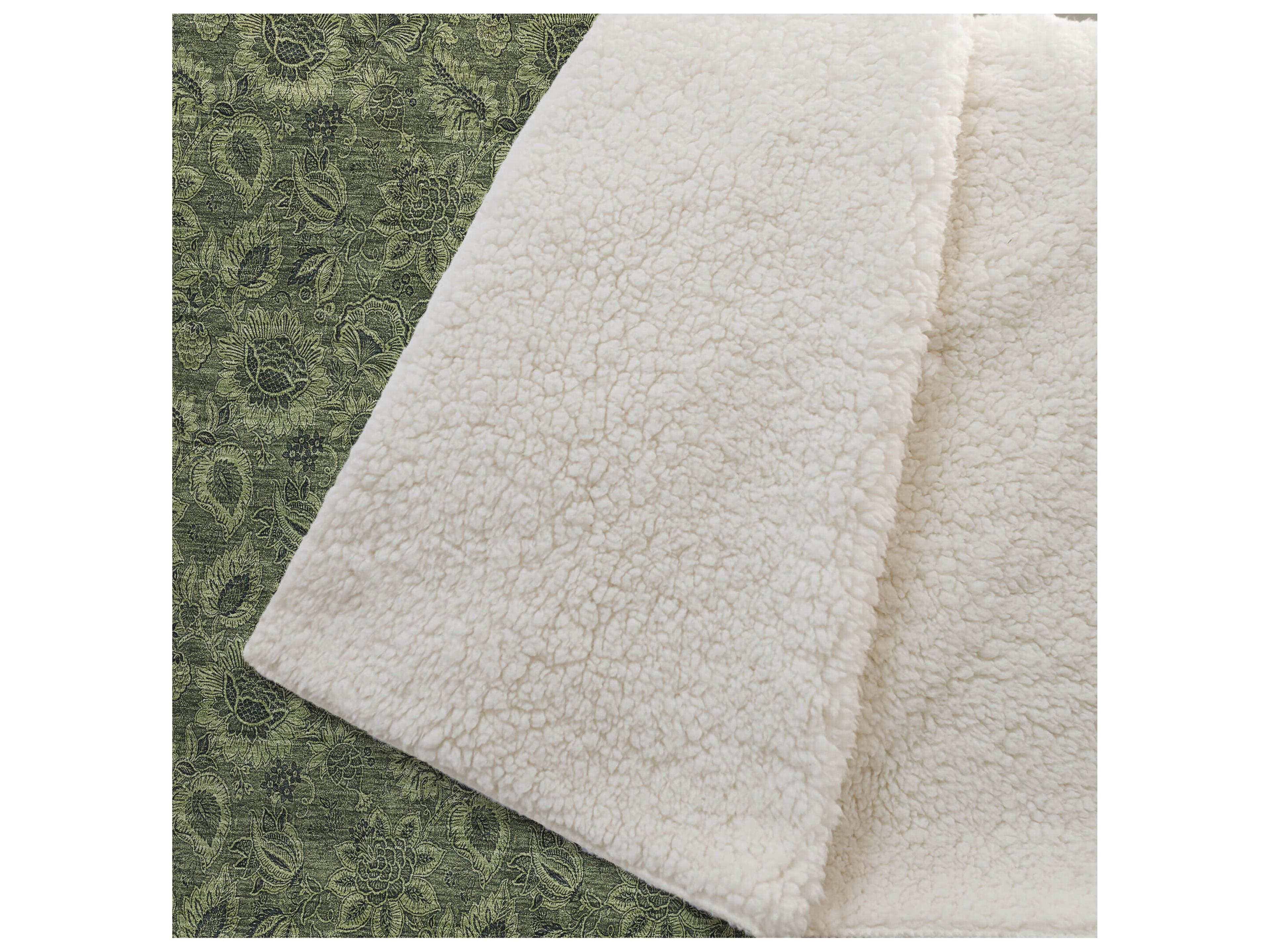 Dalyn Sherpa Green Polyester Throw