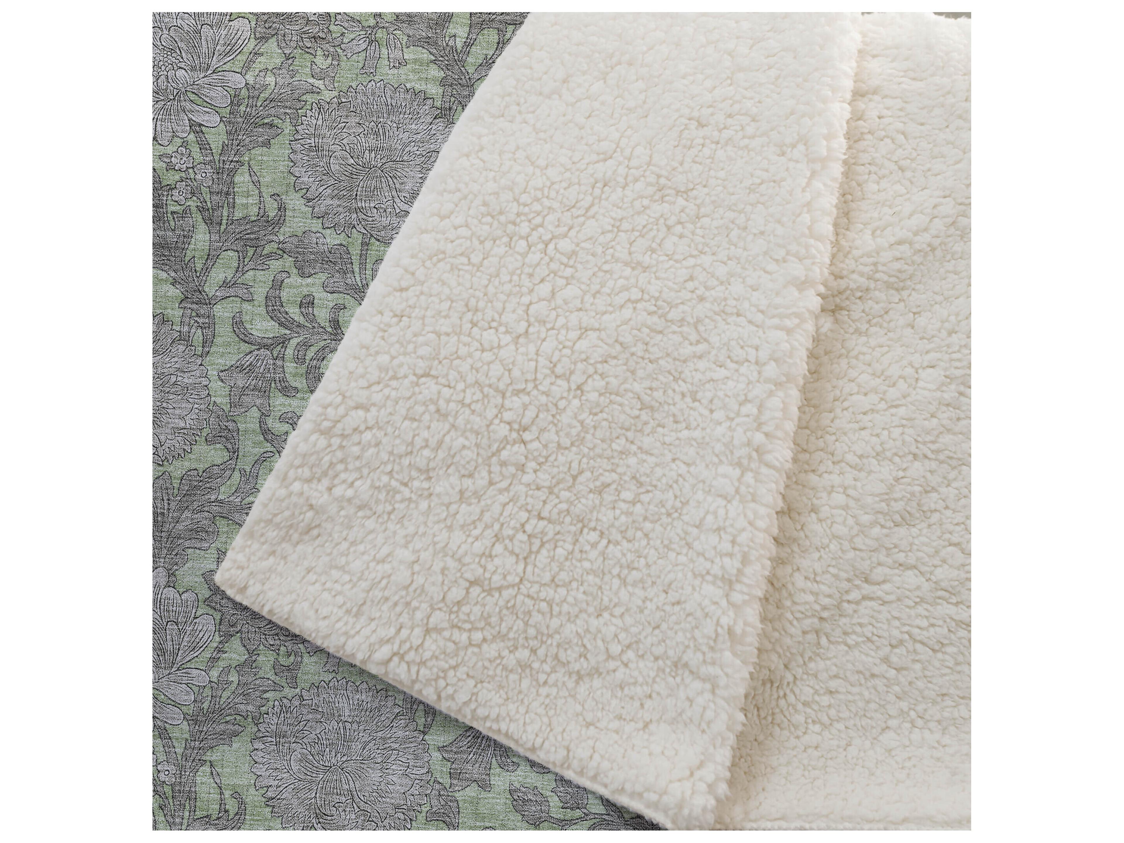 Dalyn Sherpa Green Polyester Throw