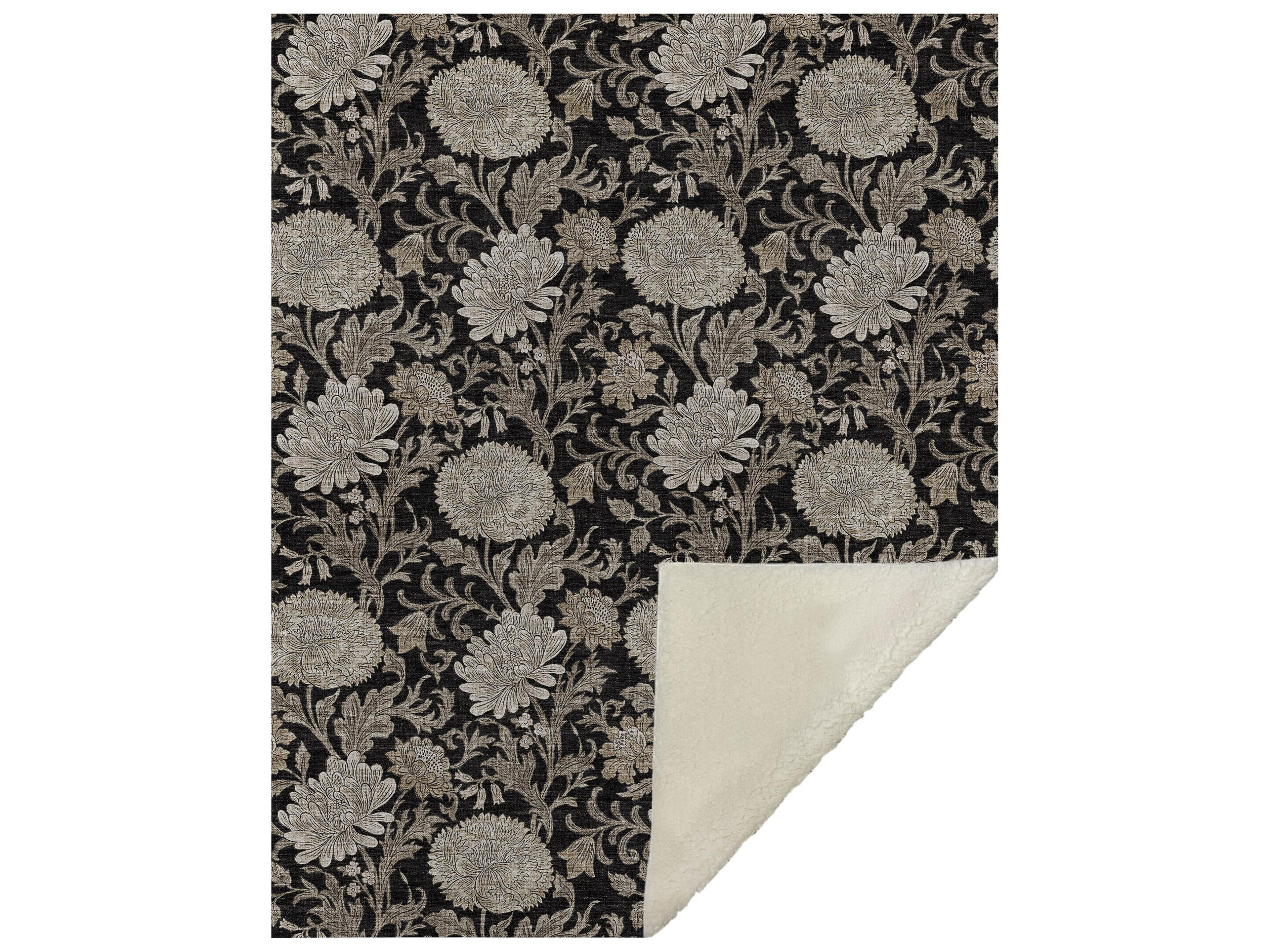 Sherpa Black Polyester Throw